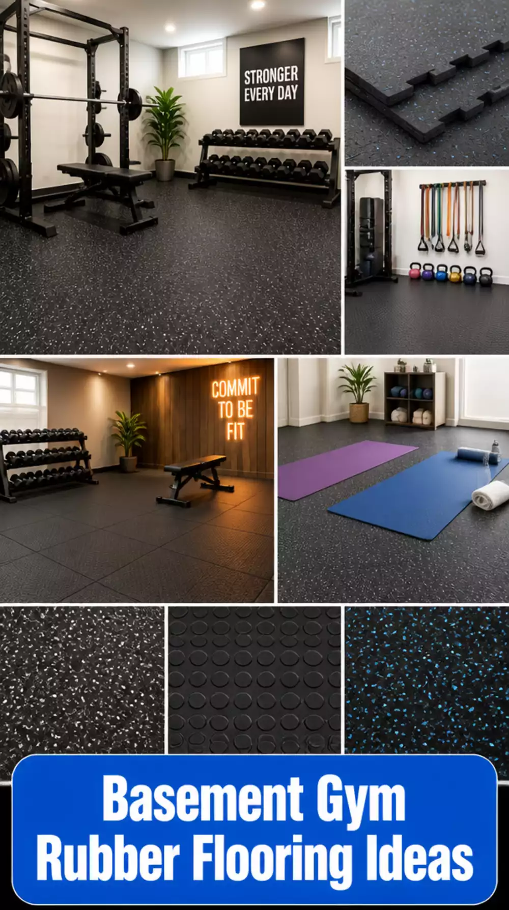 Basement Gym Rubber Flooring That Covers Concrete and Cushions Every Rep