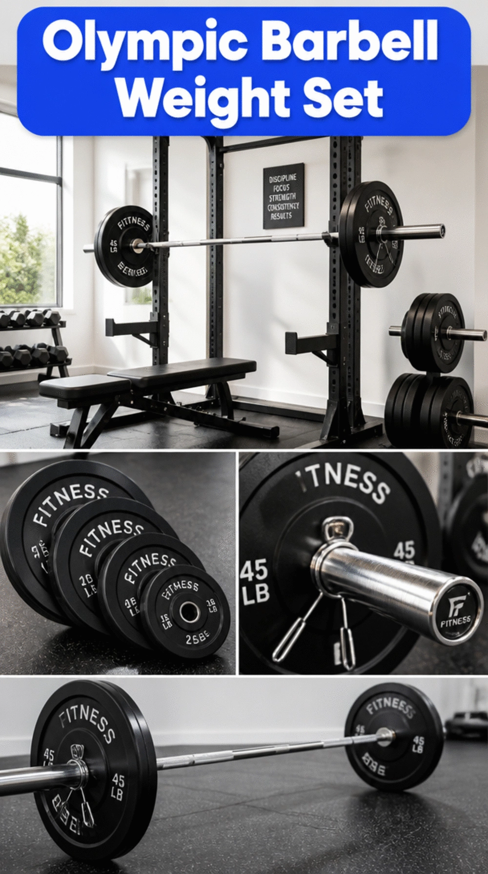 Home Gym Olympic Barbell and Weight Plate Set for a Serious Strength Zone