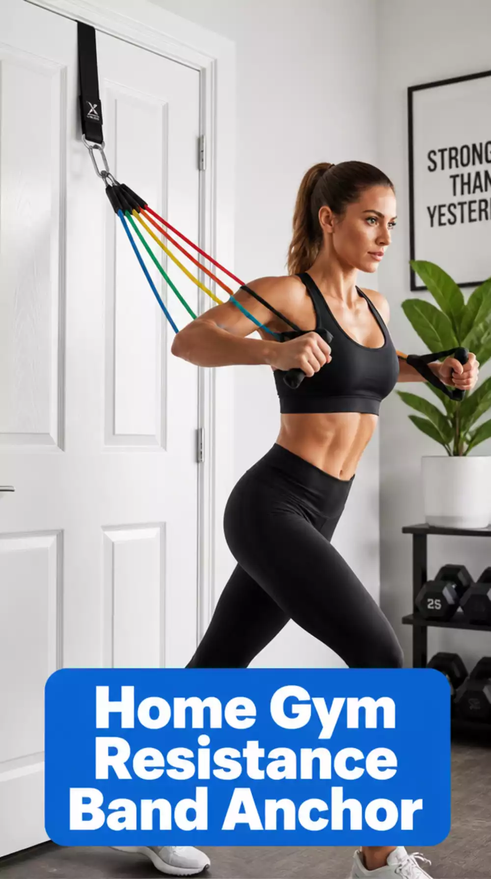 Home Gym Corner Resistance Band Anchor That Attaches to a Door Without Drilling