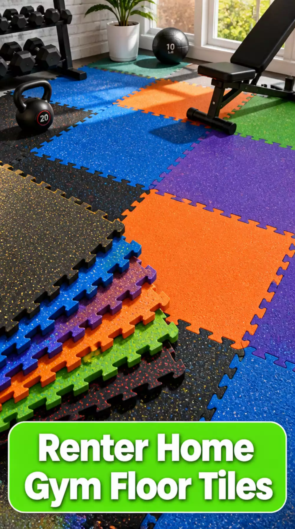 Renter Home Gym Interlocking Rubber Floor Tiles That Lift Up and Move Out Easily