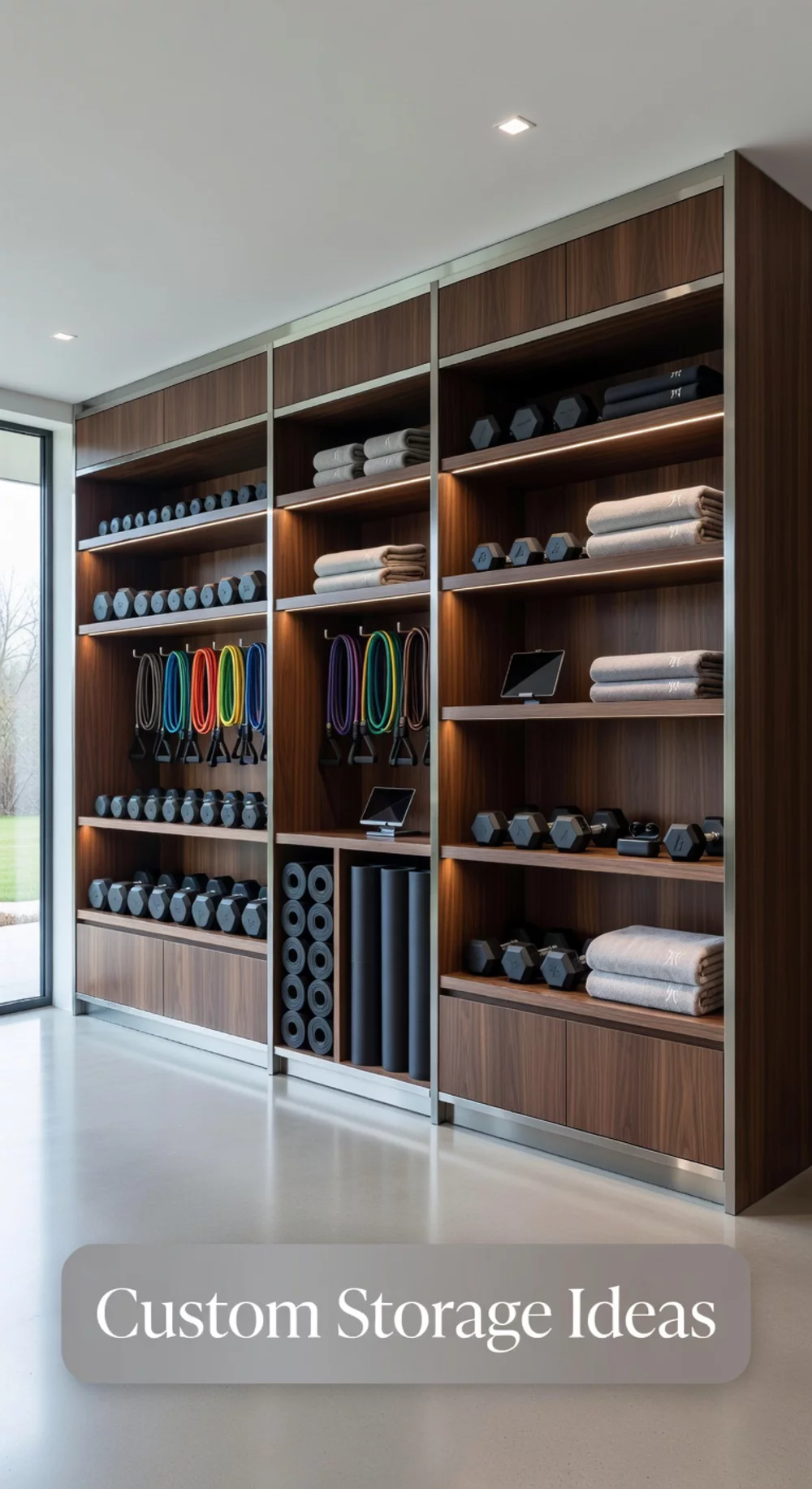 The Custom Built-In Storage Wall That Makes a Luxury Home Gym Look Architectural