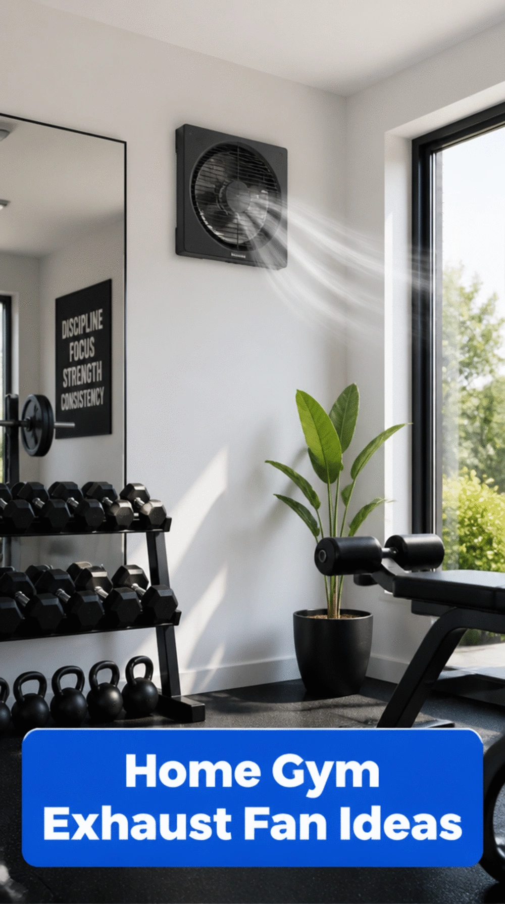 Home Gym Wall-Mounted Exhaust Fan That Pulls Stale Air Out During Workouts