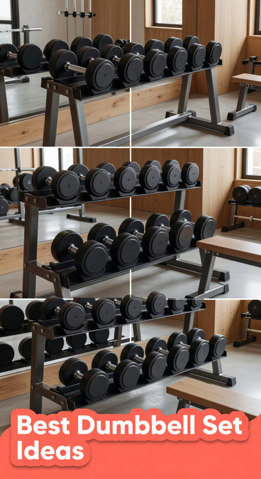 Home Gym Matte Black Dumbbell Set on a Matching Steel Rack for a Uniform Look