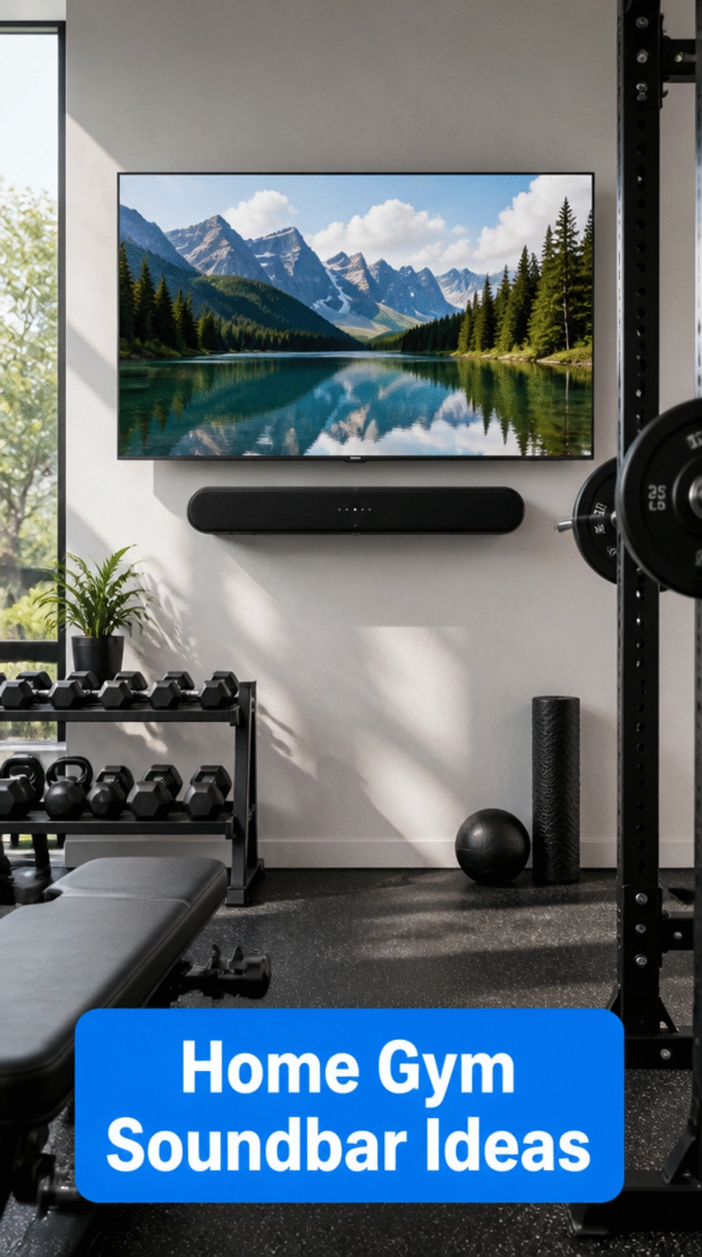 Home Gym Soundbar That Mounts Under a Wall TV for Combined Audio and Visuals