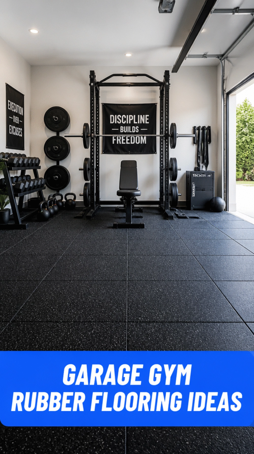 Garage Gym Rubber Flooring Tiles That Protect Concrete and Absorb Impact