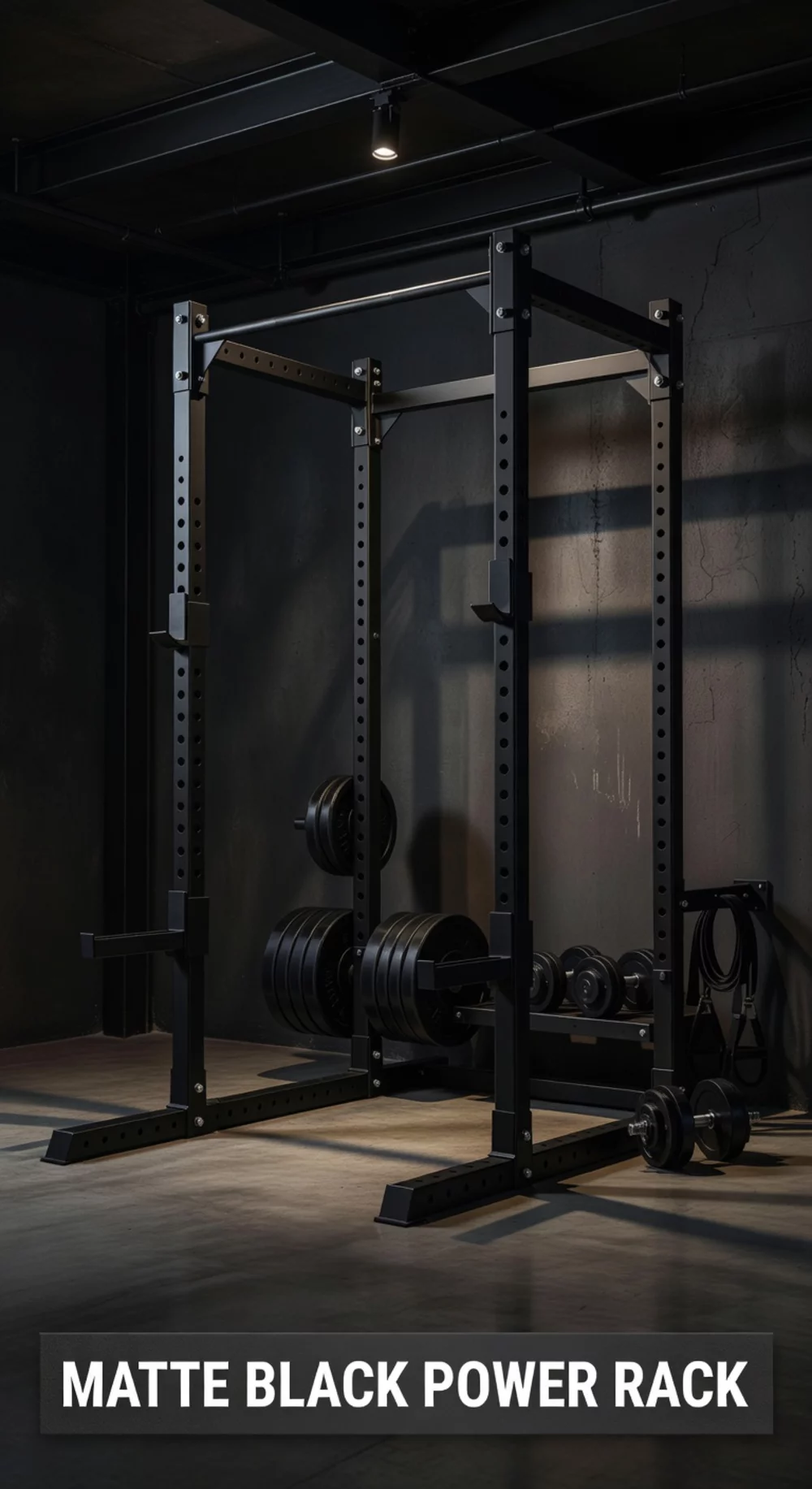 Home Gym Matte Black Power Rack That Defines a Serious Male Training Zone