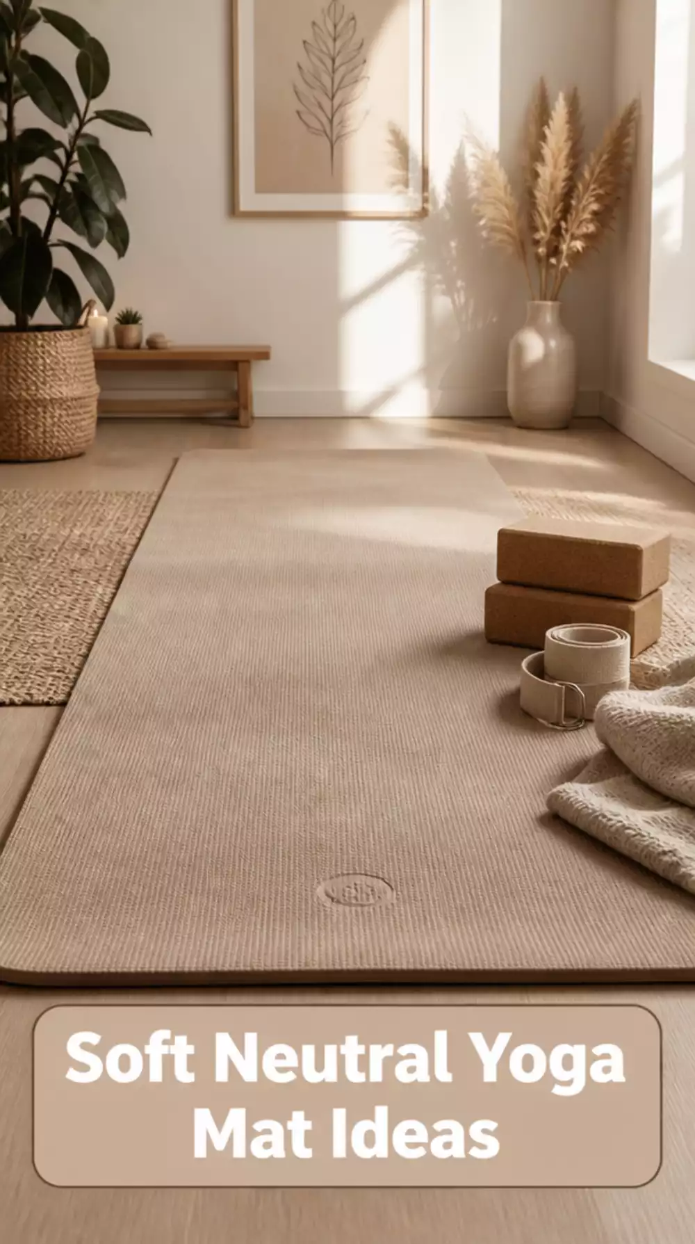 Home Gym Soft Neutral Yoga Mat in an Earthy Sand or Sage Tone