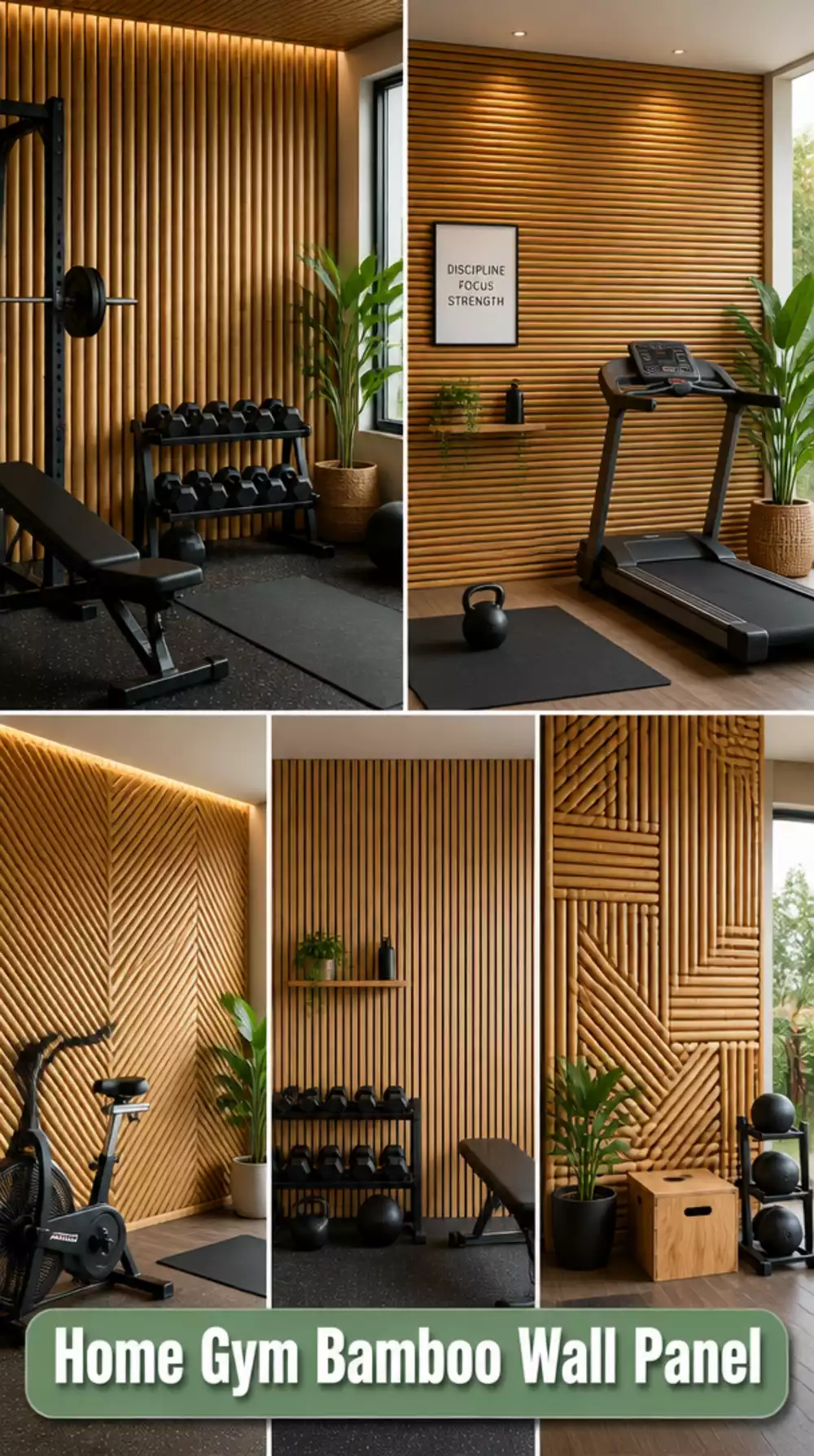 Home Gym Bamboo Wall Panel That Adds Natural Warmth to a Bare Room