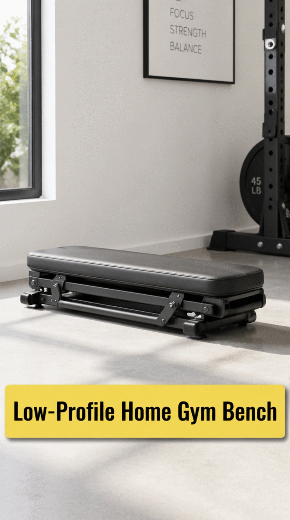 Low-Profile Home Gym Bench That Folds Flat When the Workout Is Done