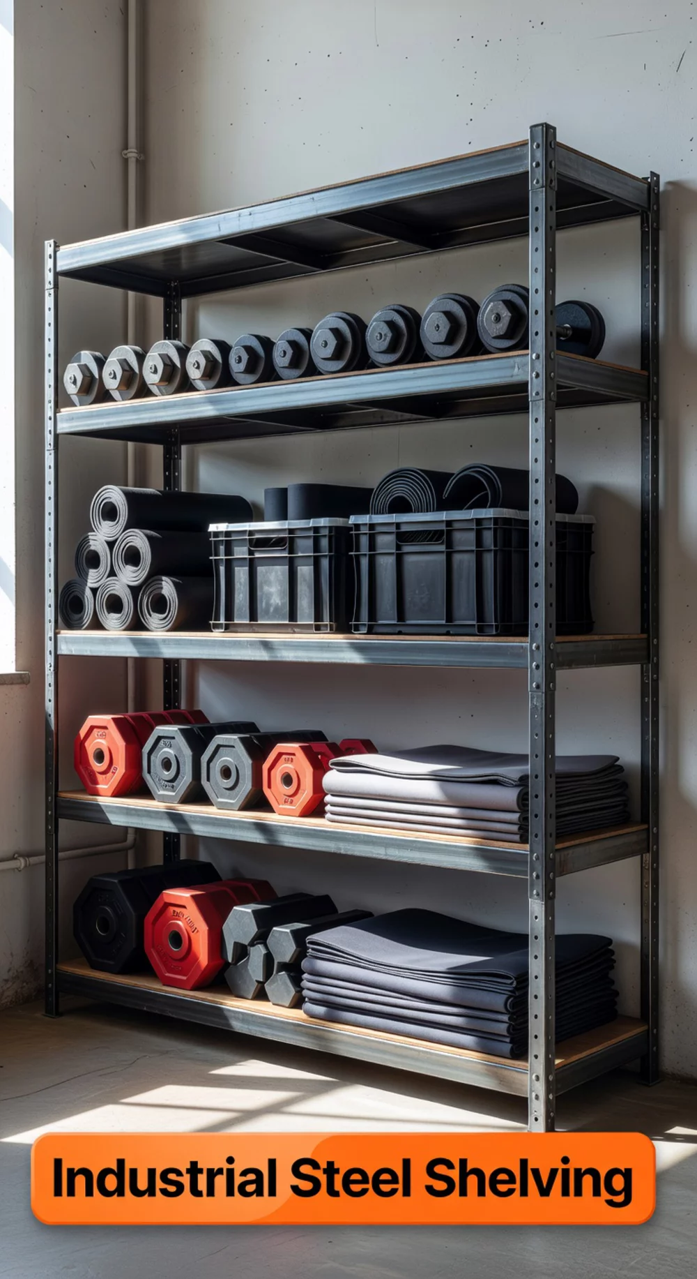 Home Gym Industrial Steel Shelving Unit That Stores Every Accessory Without Looking Soft