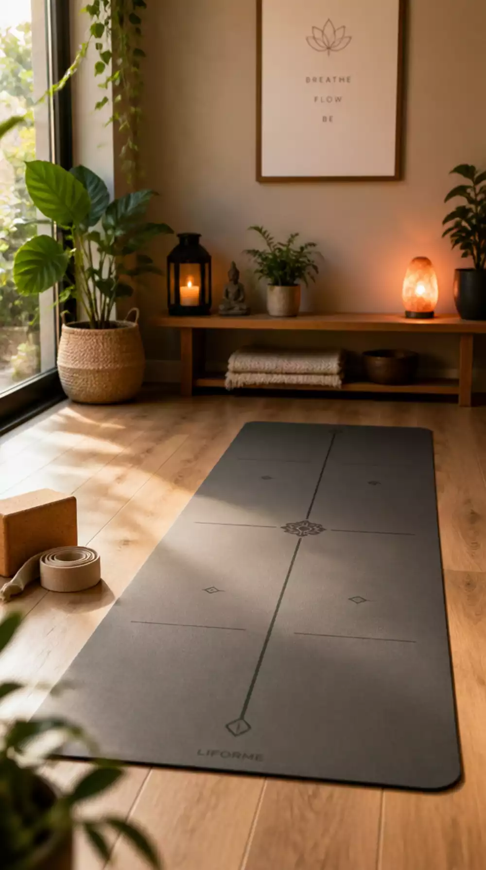 Home Yoga Mat in a Non-Slip Natural Rubber Finish for Daily Practice
