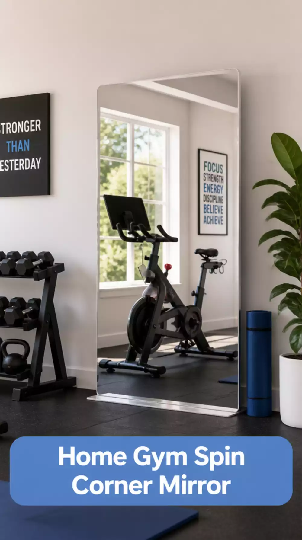 Home Gym Spin Corner Mirror That Checks Riding Position Without a Wall Mount