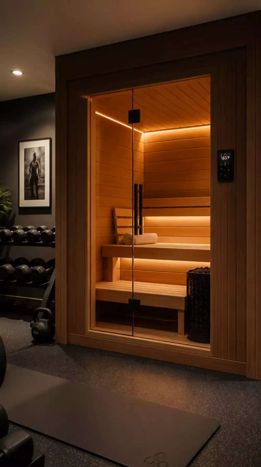 Home Gym Indoor Sauna Cabinet That Fits Against a Wall Without a Full Room Build