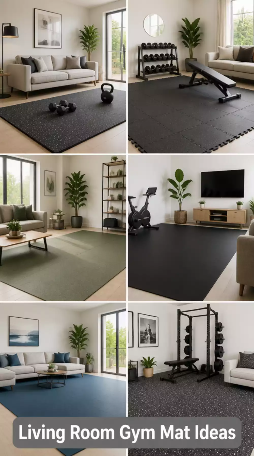 Living Room Home Gym Rubber Mat That Defines the Workout Zone on Any Floor