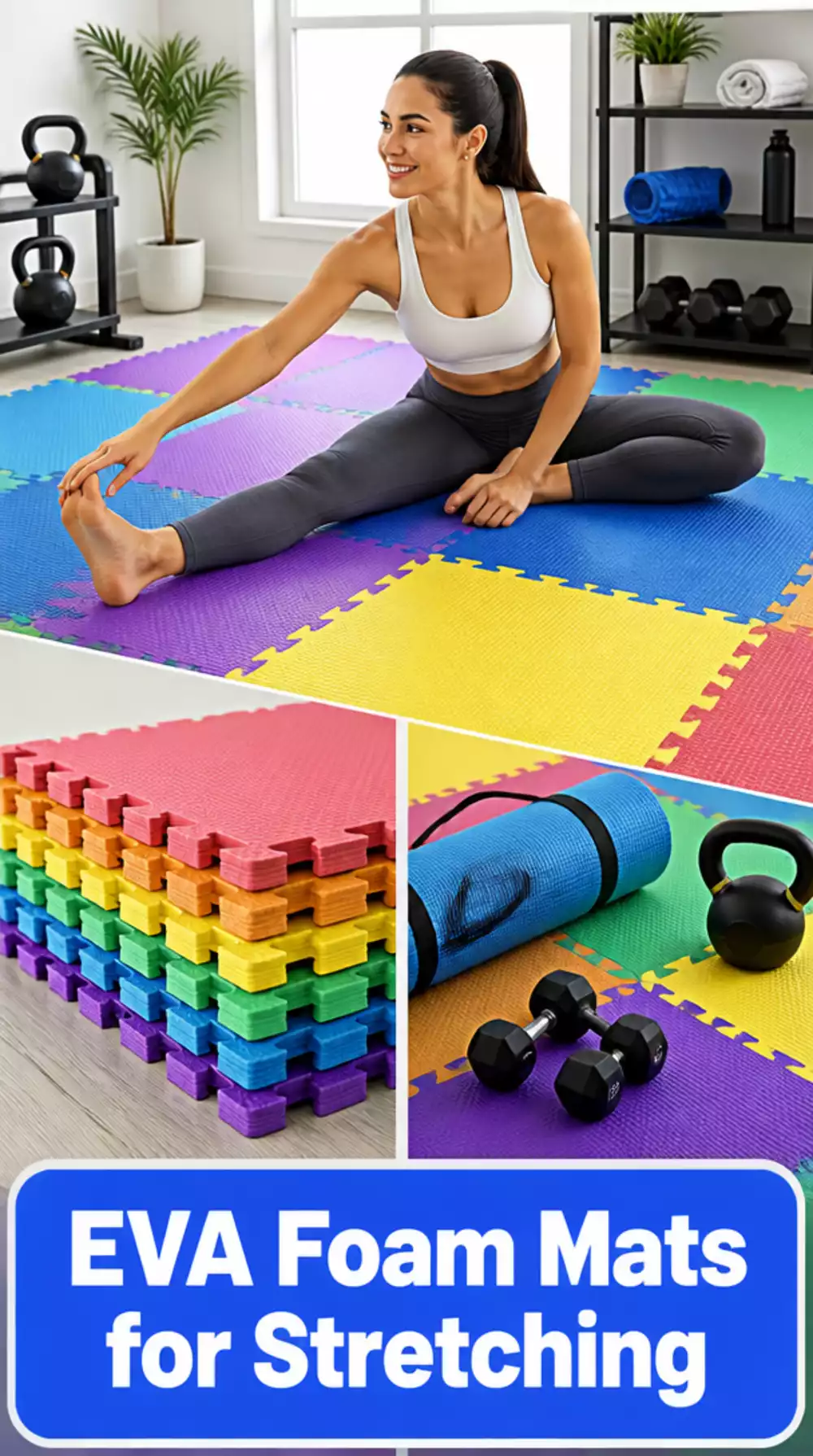 Home Gym EVA Foam Mat That Cushions Floor Work and Stretching Zones