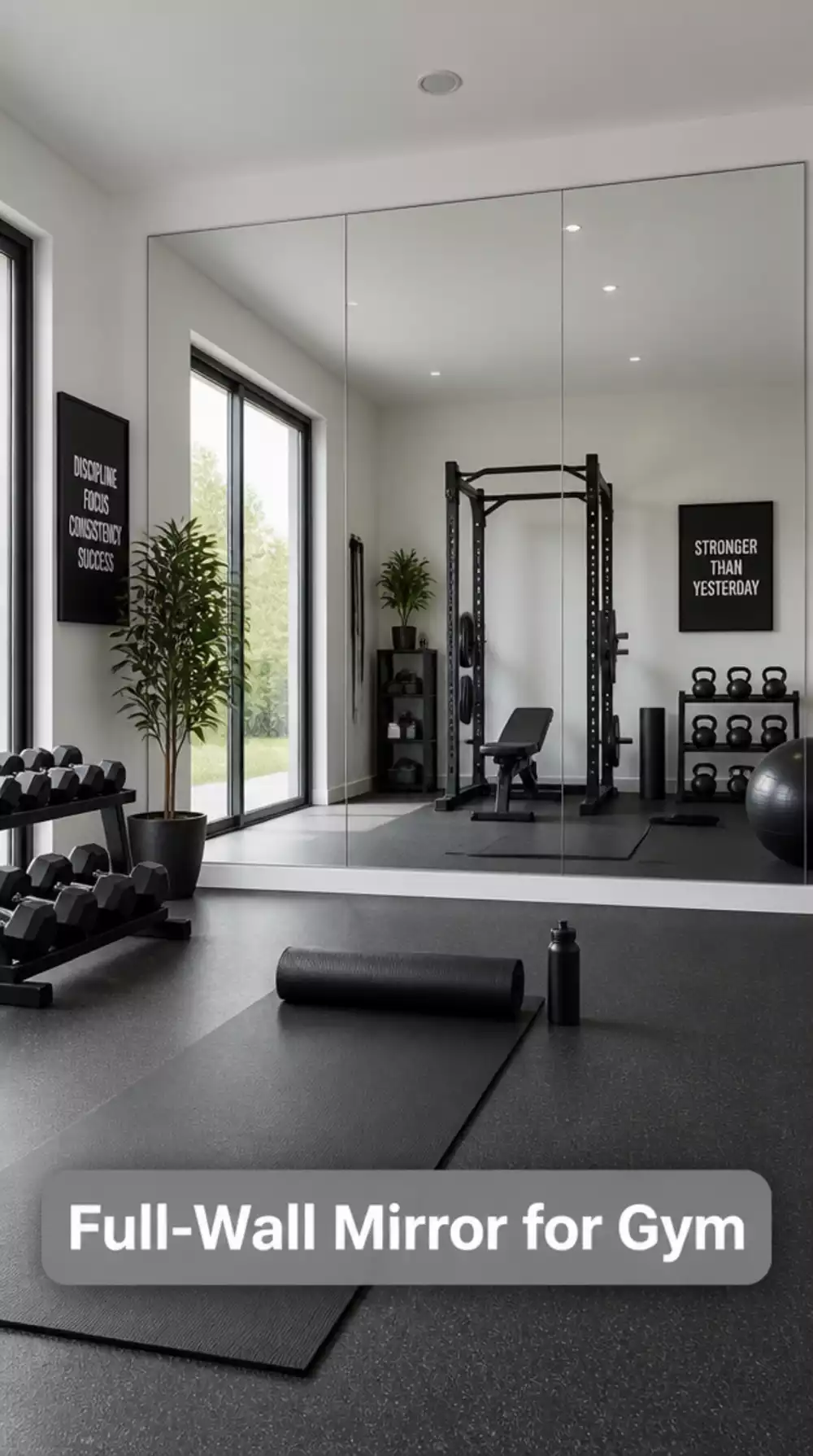 Home Gym Full-Wall Mirror That Opens Up the Space and Checks Your Form