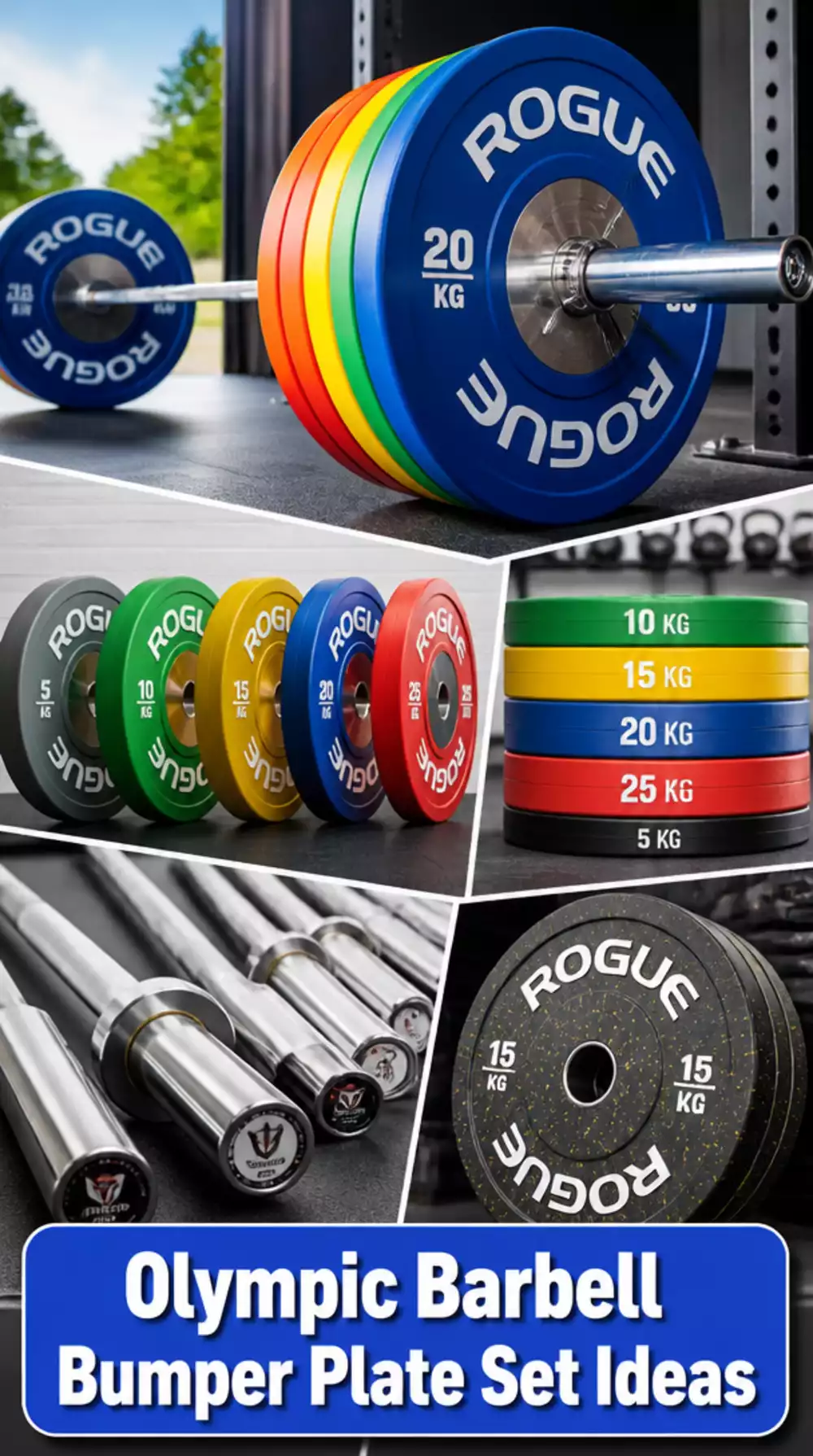 Home Gym Olympic Barbell and Bumper Plate Set for a Full Strength Zone