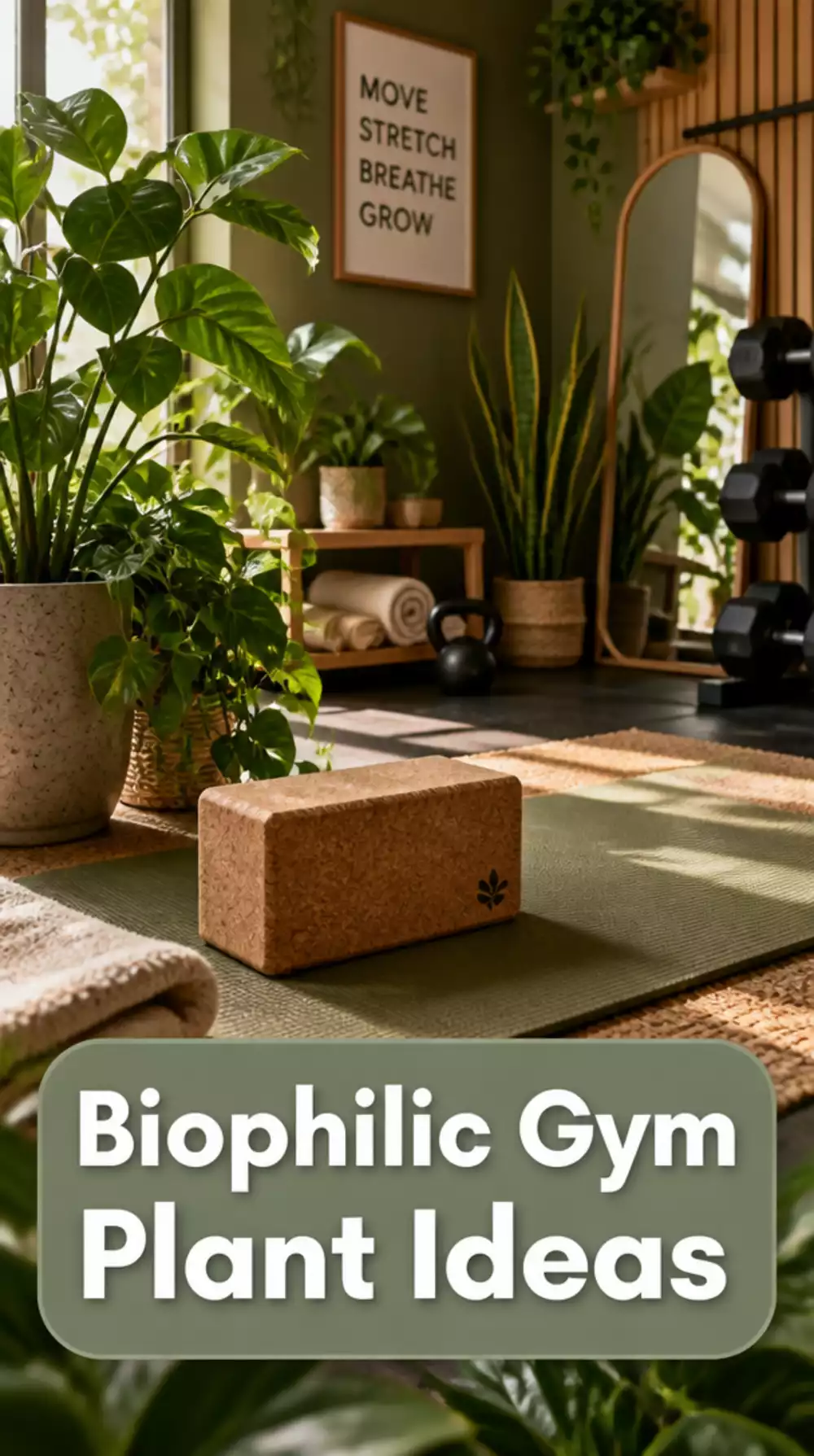 The Biophilic Home Gym Trick That Uses Plants to Define the Stretching Zone