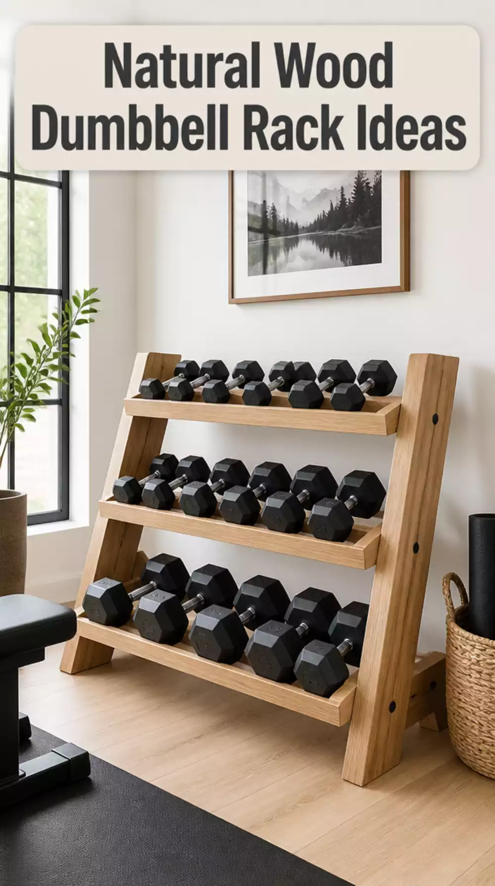 Scandi Home Gym Natural Wood Dumbbell Rack That Sits Like a Piece of Furniture