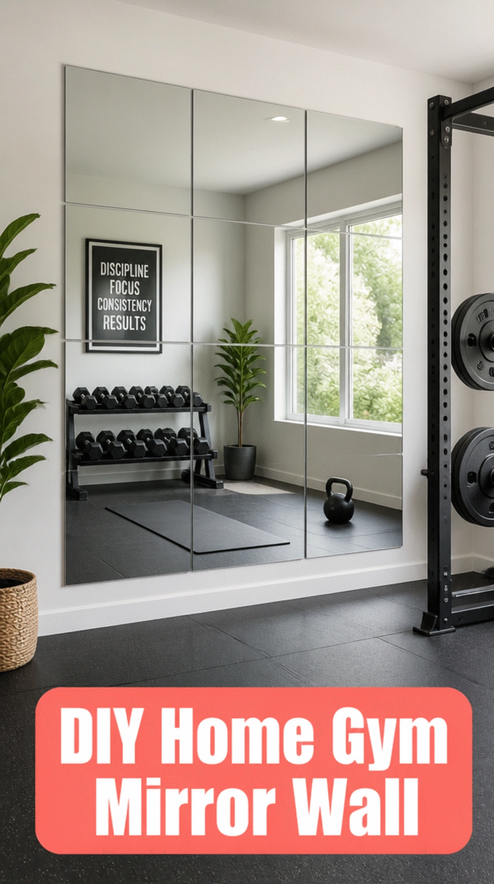 DIY Home Gym Mirror Wall Using Individual Panels Aligned Without a Frame