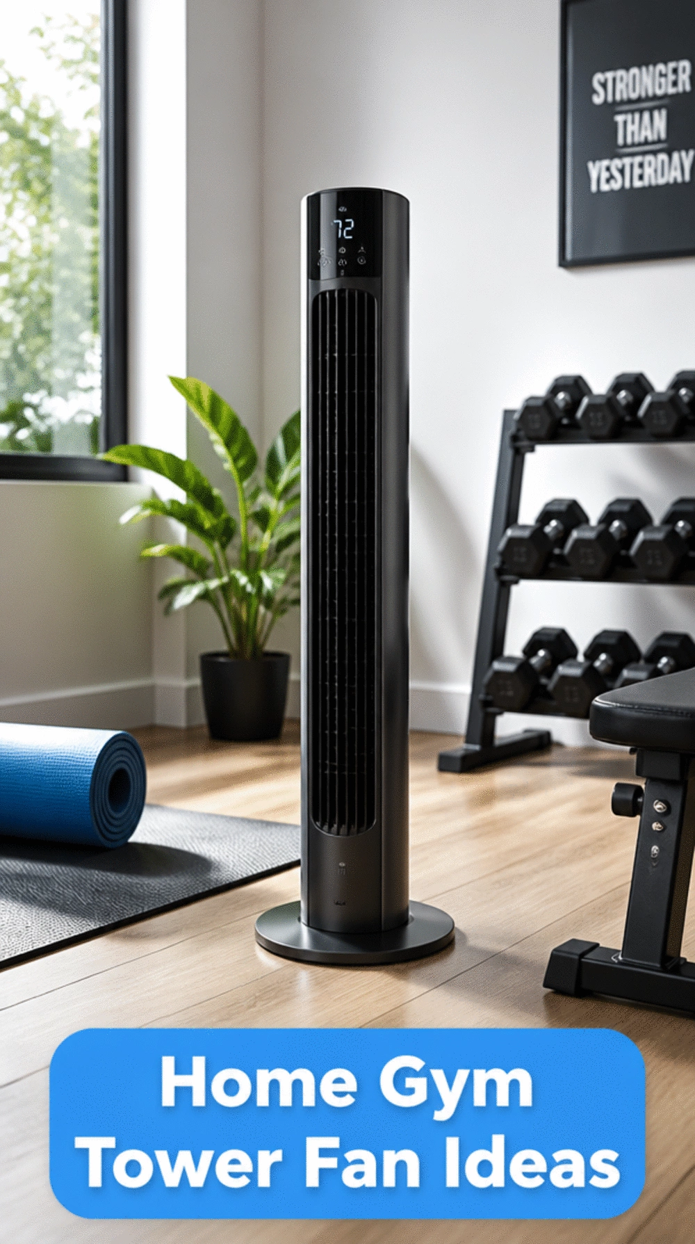 Home Gym Tower Fan That Delivers Targeted Airflow Without a Permanent Install