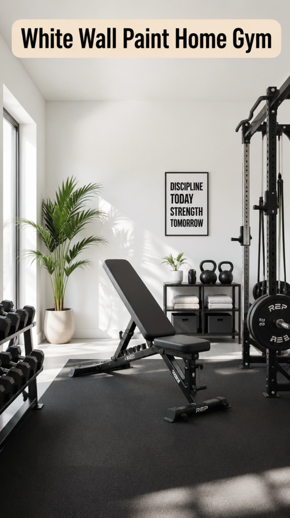 White Wall Paint for a Home Gym That Makes the Room Feel Open