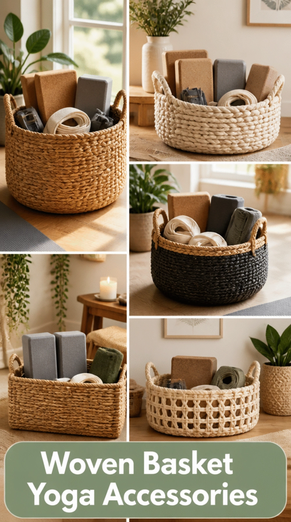 Home Gym Woven Basket That Corrals Yoga Blocks, Straps, and Small Accessories
