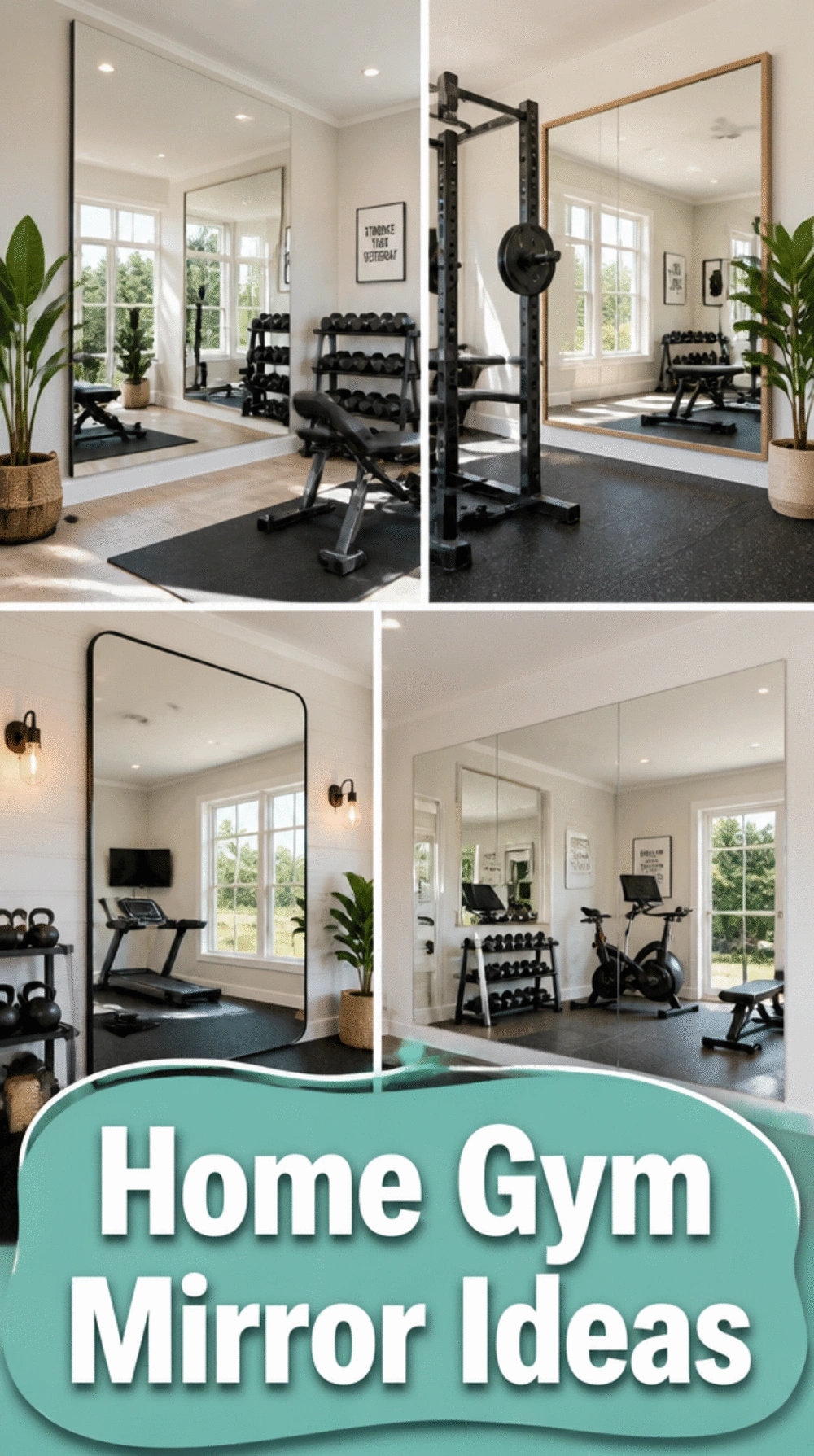 Home Gym Mirror Positioned Opposite a Window That Doubles the Natural Light Available