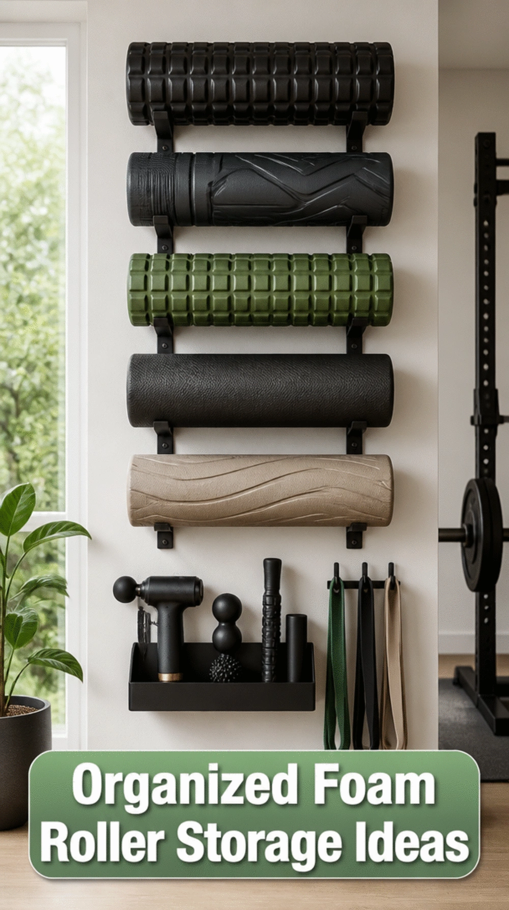 Home Gym Foam Roller Storage Wall Mount That Keeps Recovery Tools Off the Floor