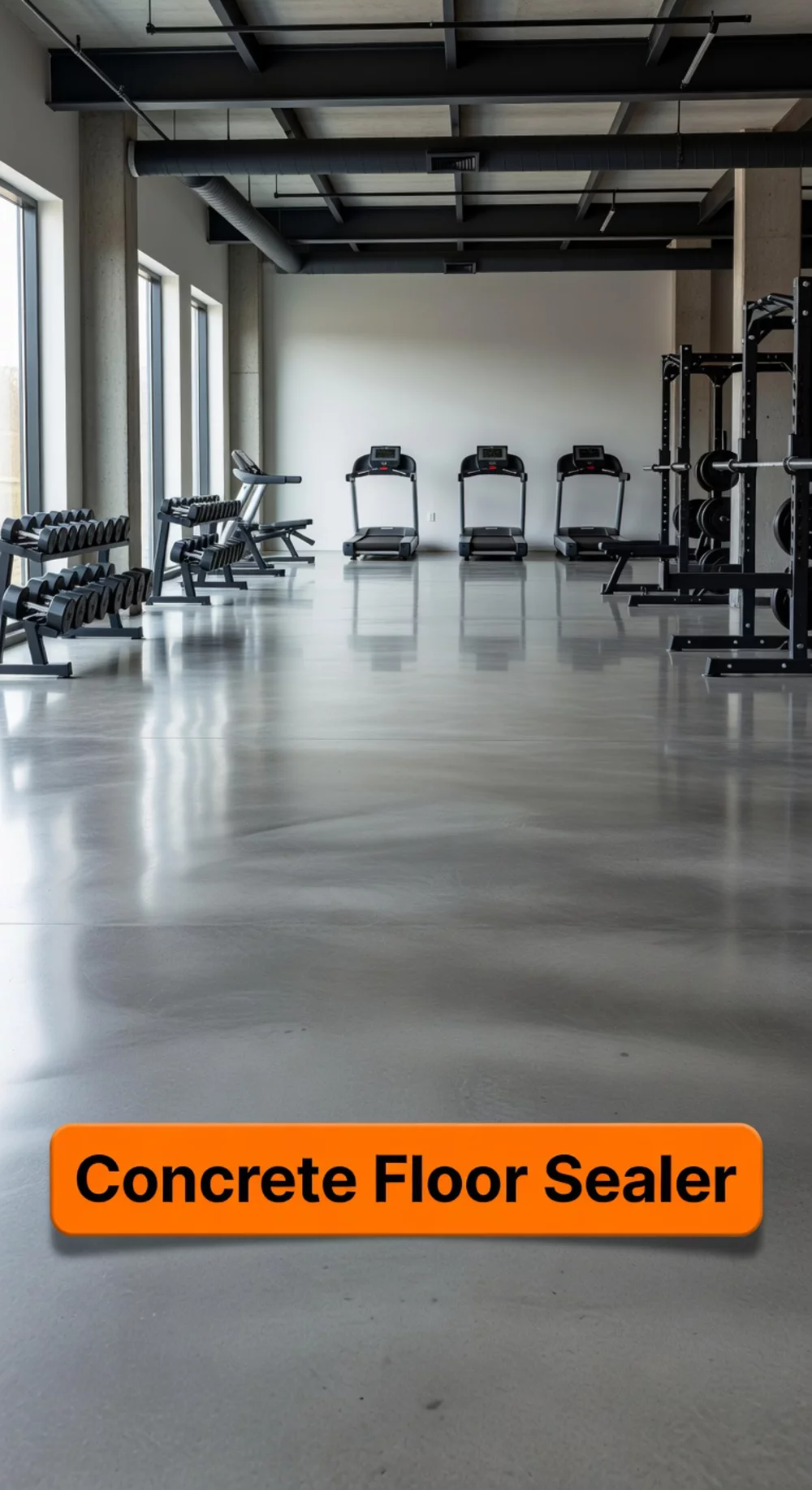 Home Gym Raw Concrete Floor Sealer That Protects and Finishes an Industrial Slab