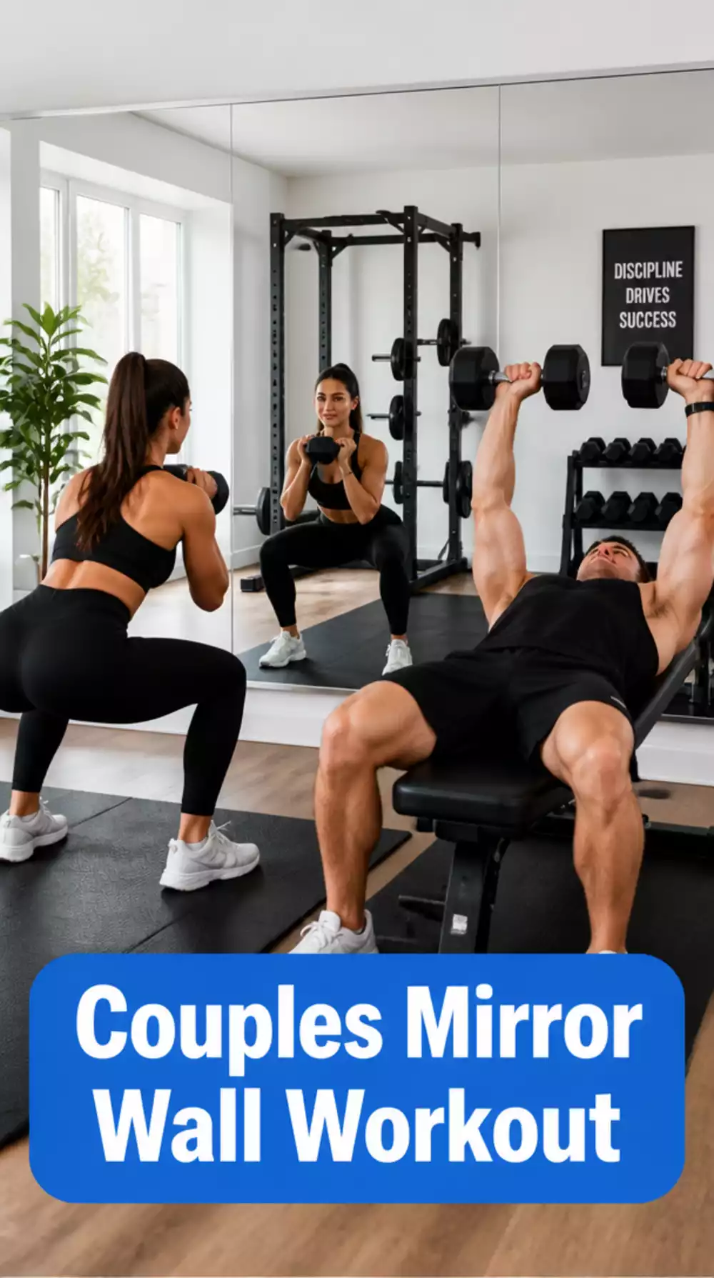 Home Gym Couples Mirror Wall That Lets Two People Check Form in the Same Session
