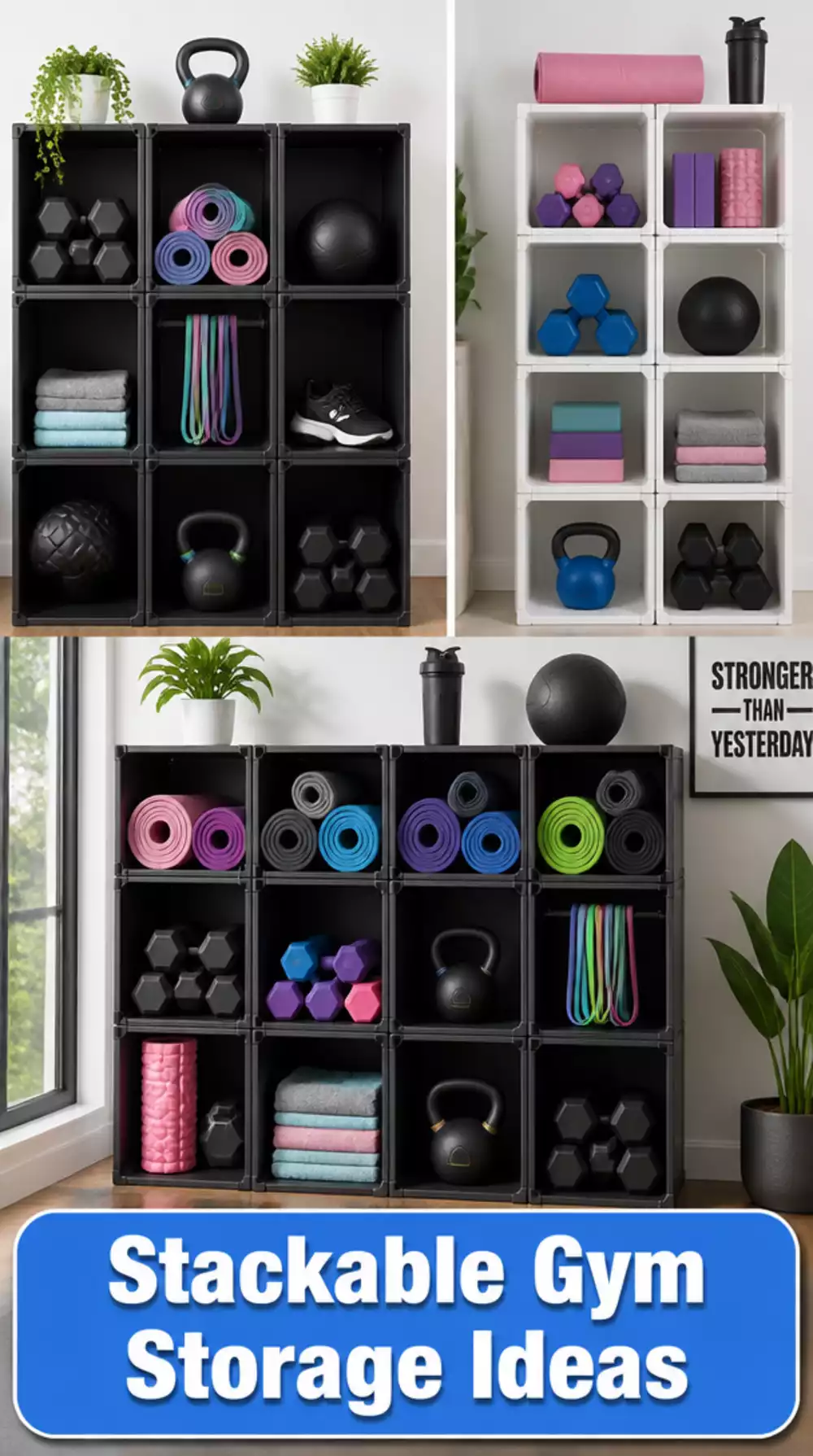 Home Gym Stackable Storage Cube That Organises Accessories in a Portable Format