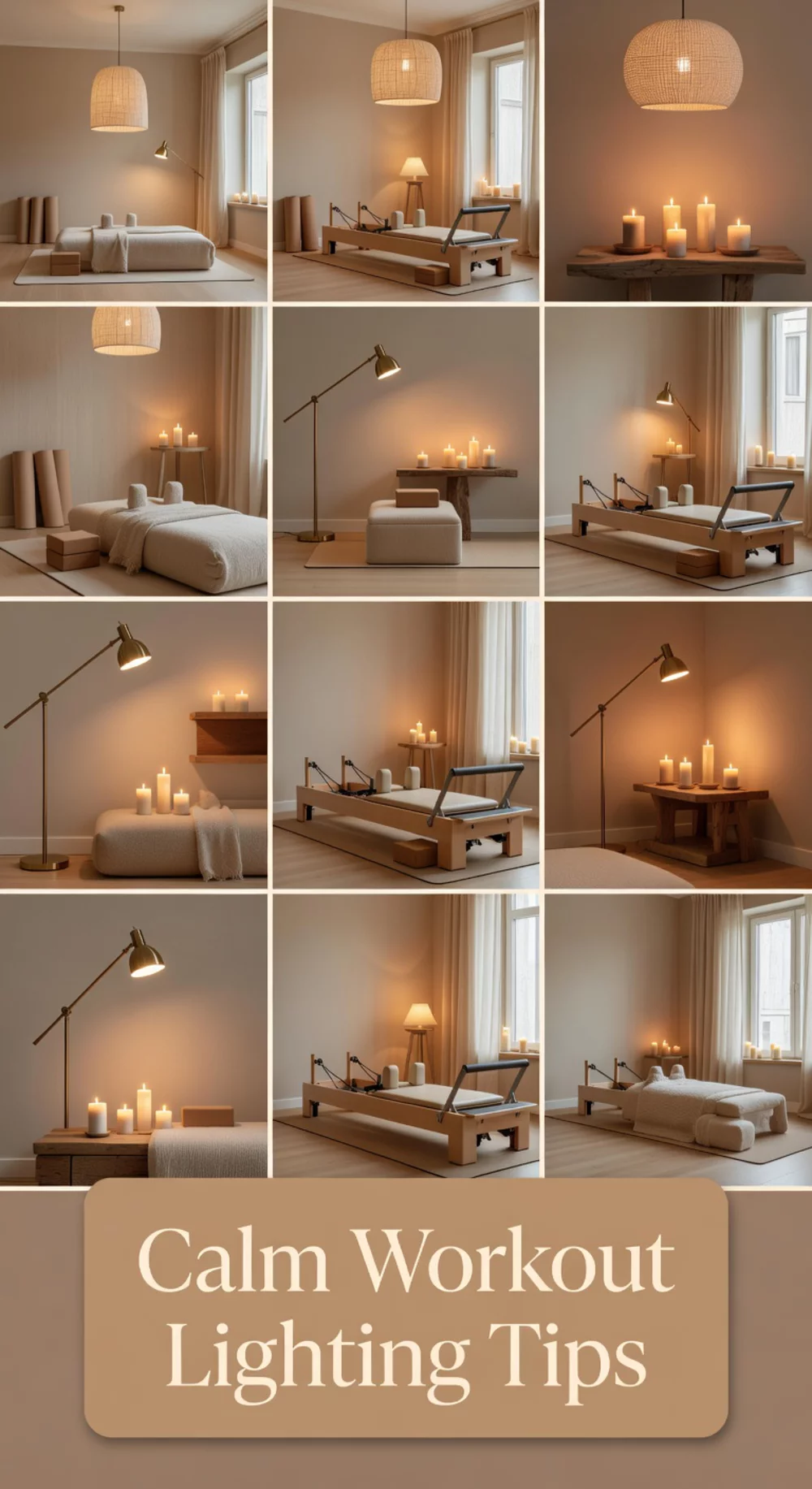 The Pilates Home Gym Lighting Trick That Uses Layered Warm Bulbs for Calm Focus