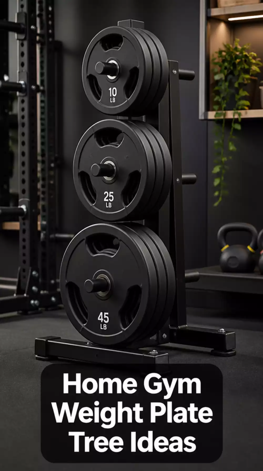 Home Gym Matte Black Weight Plate Tree That Doubles as a Storage and Decor Piece
