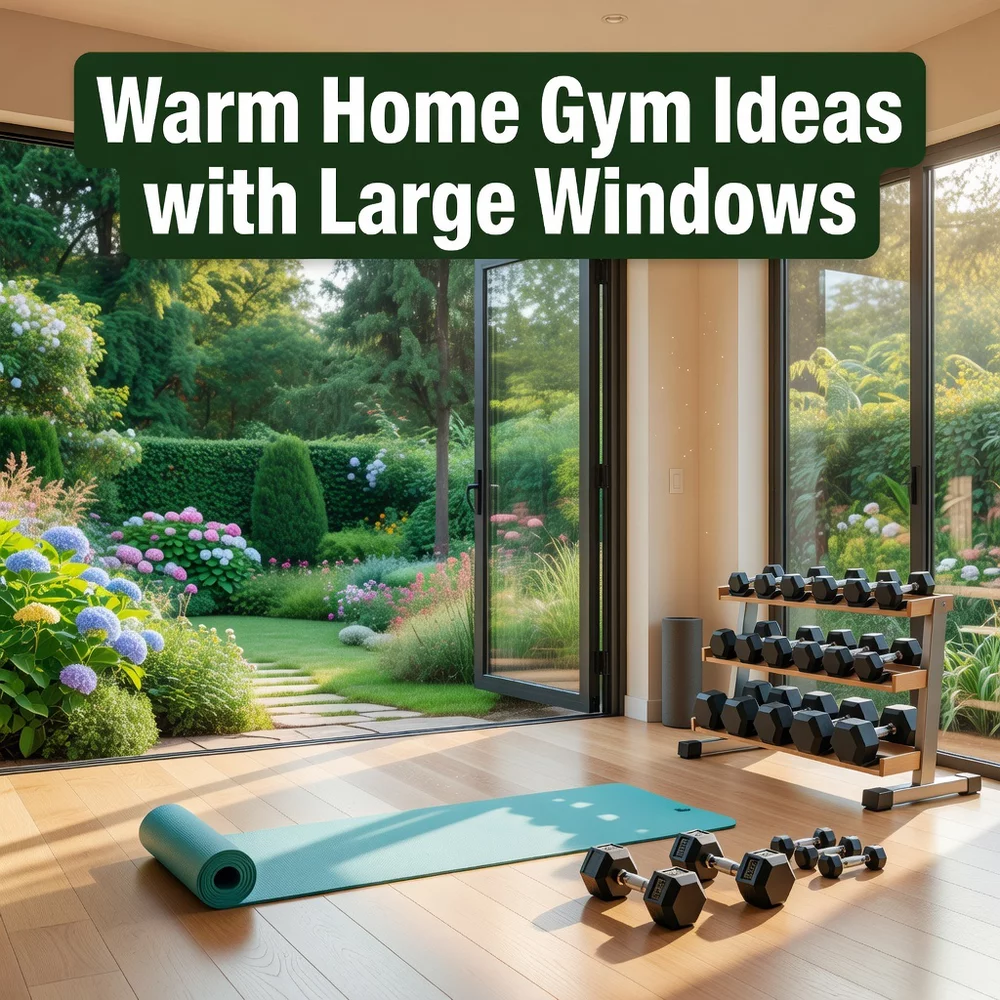 Warm Home Gym Ideas with Large Windows and an Indoor-Outdoor Workout Feel