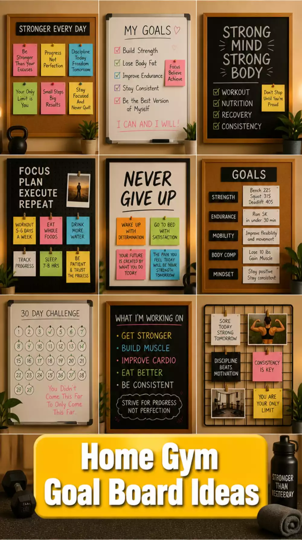 Home Gym Goal Board Wall Display That Keeps Training Targets Visible Every Session
