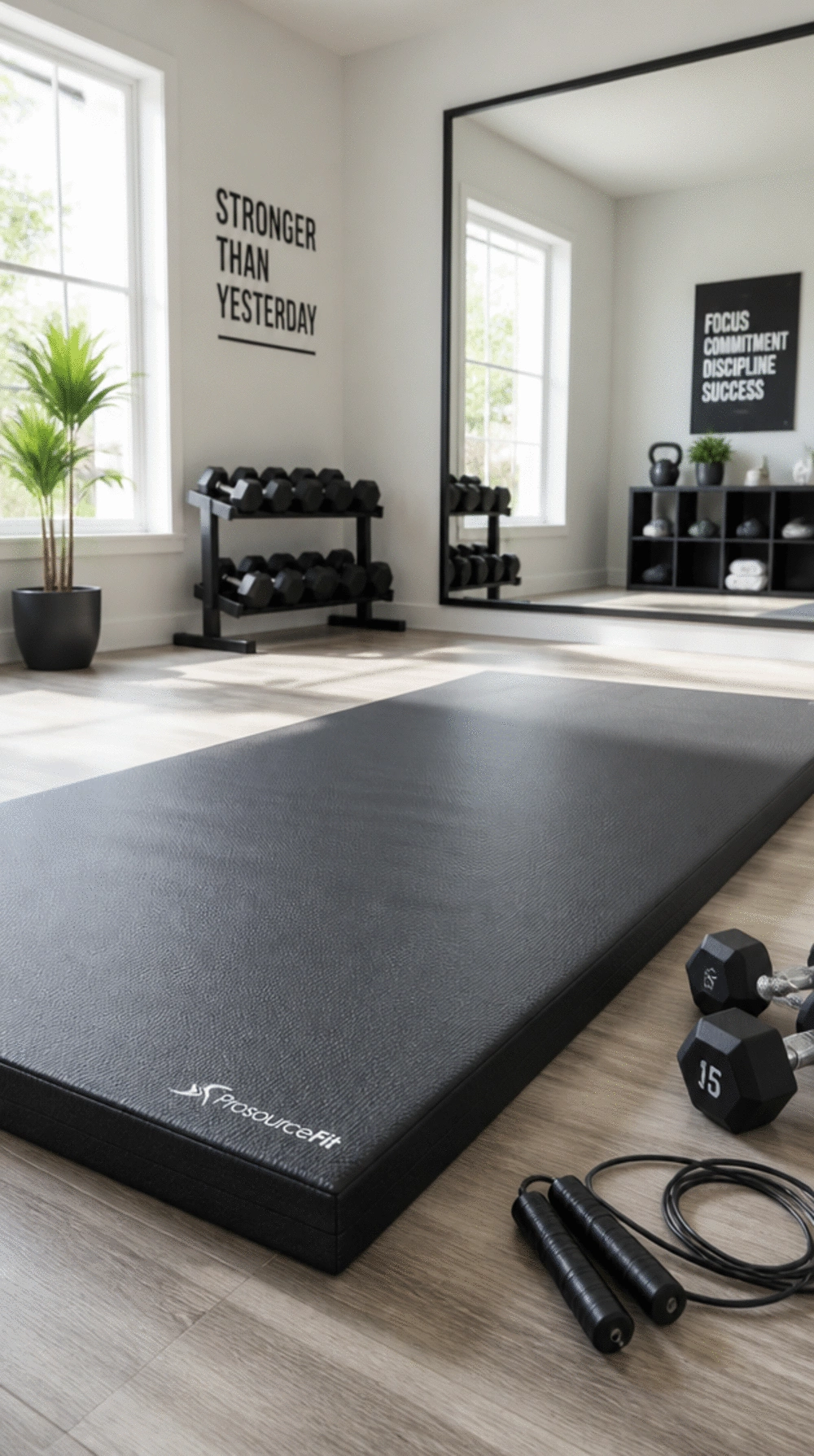 Home Gym HIIT Rubber Floor Mat That Cushions Jump Landings on Hard Surfaces