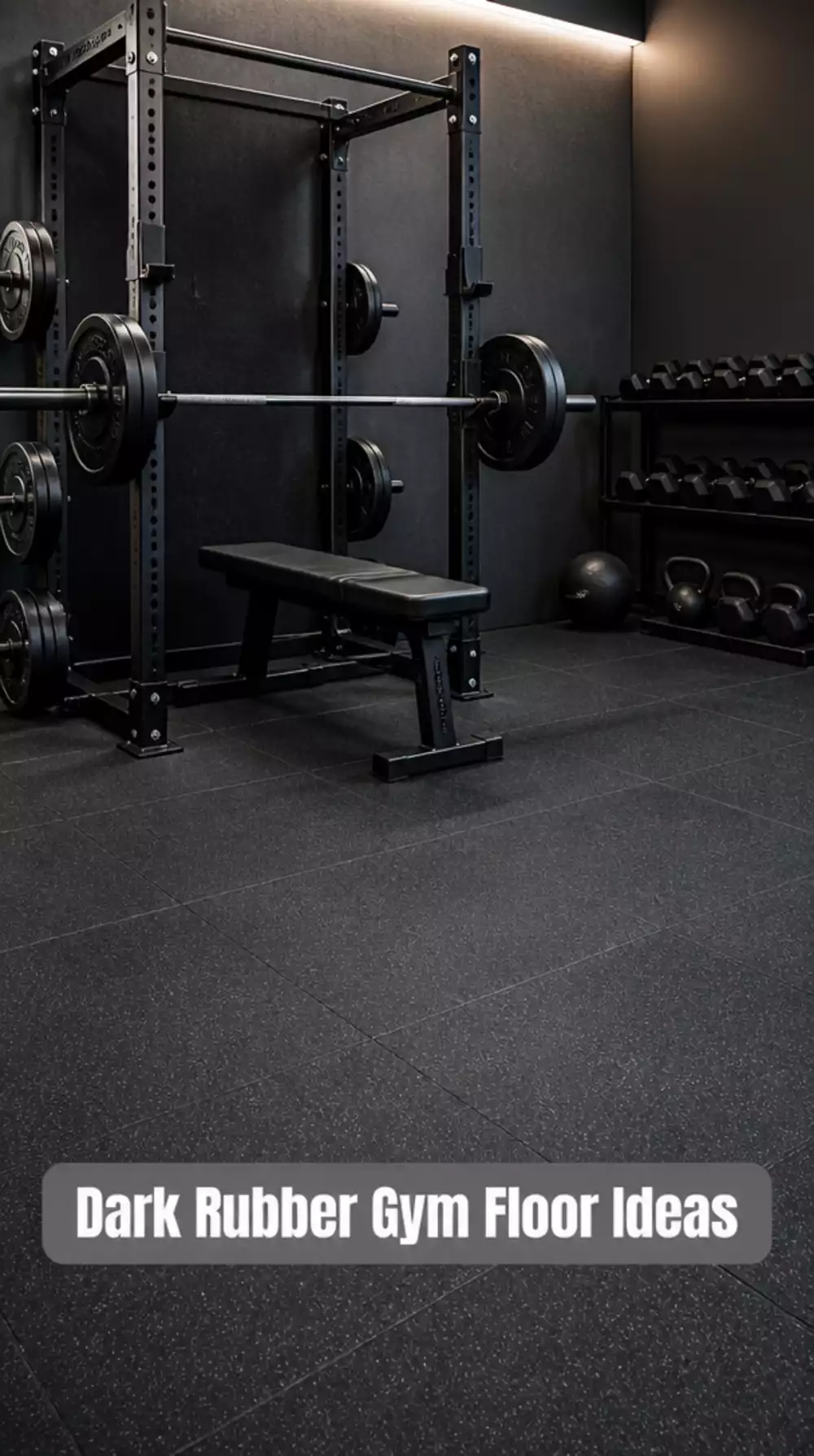 Home Gym Dark Rubber Floor in Slate Grey That Ties the Whole Palette Together