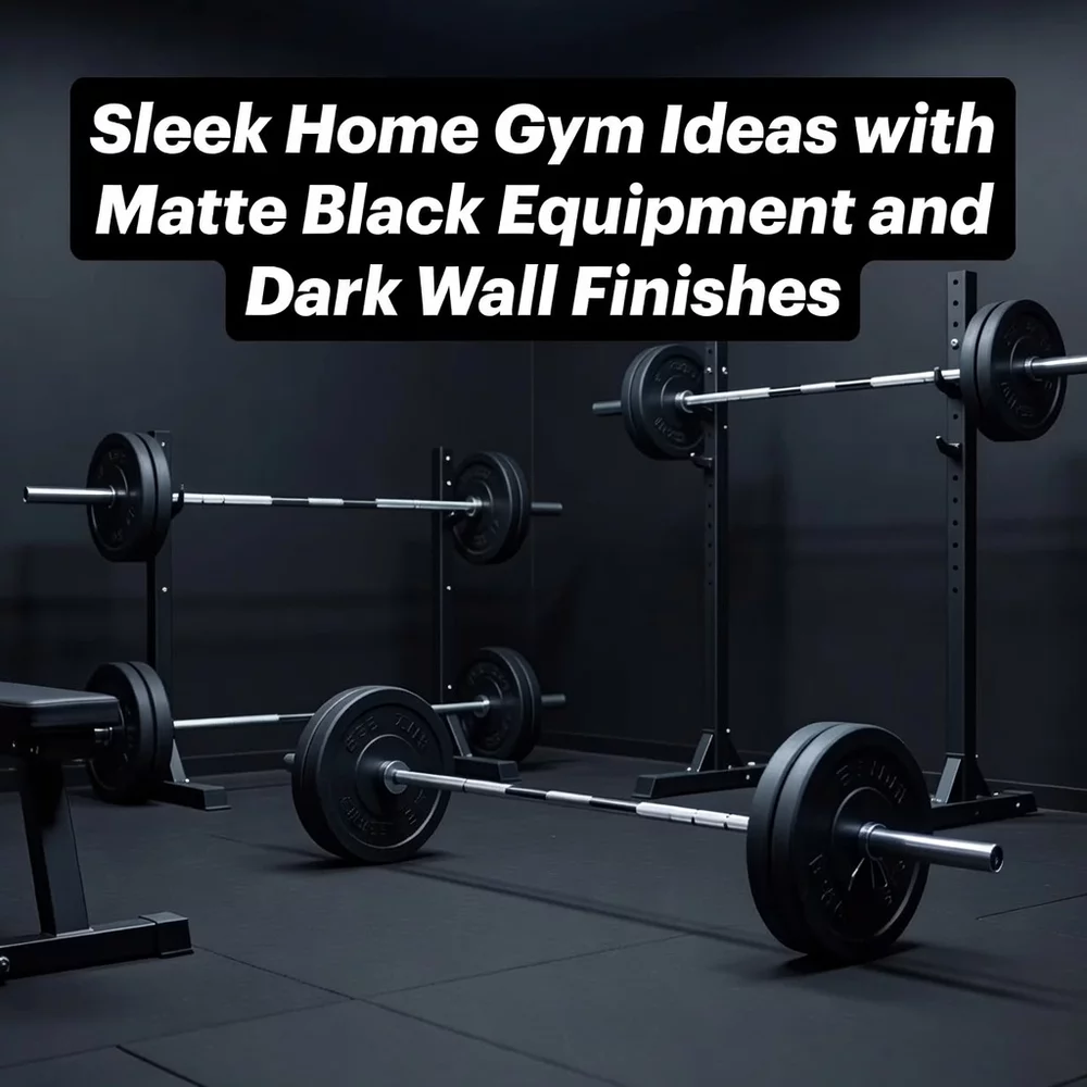 Sleek Home Gym Ideas with Matte Black Equipment and Dark Wall Finishes