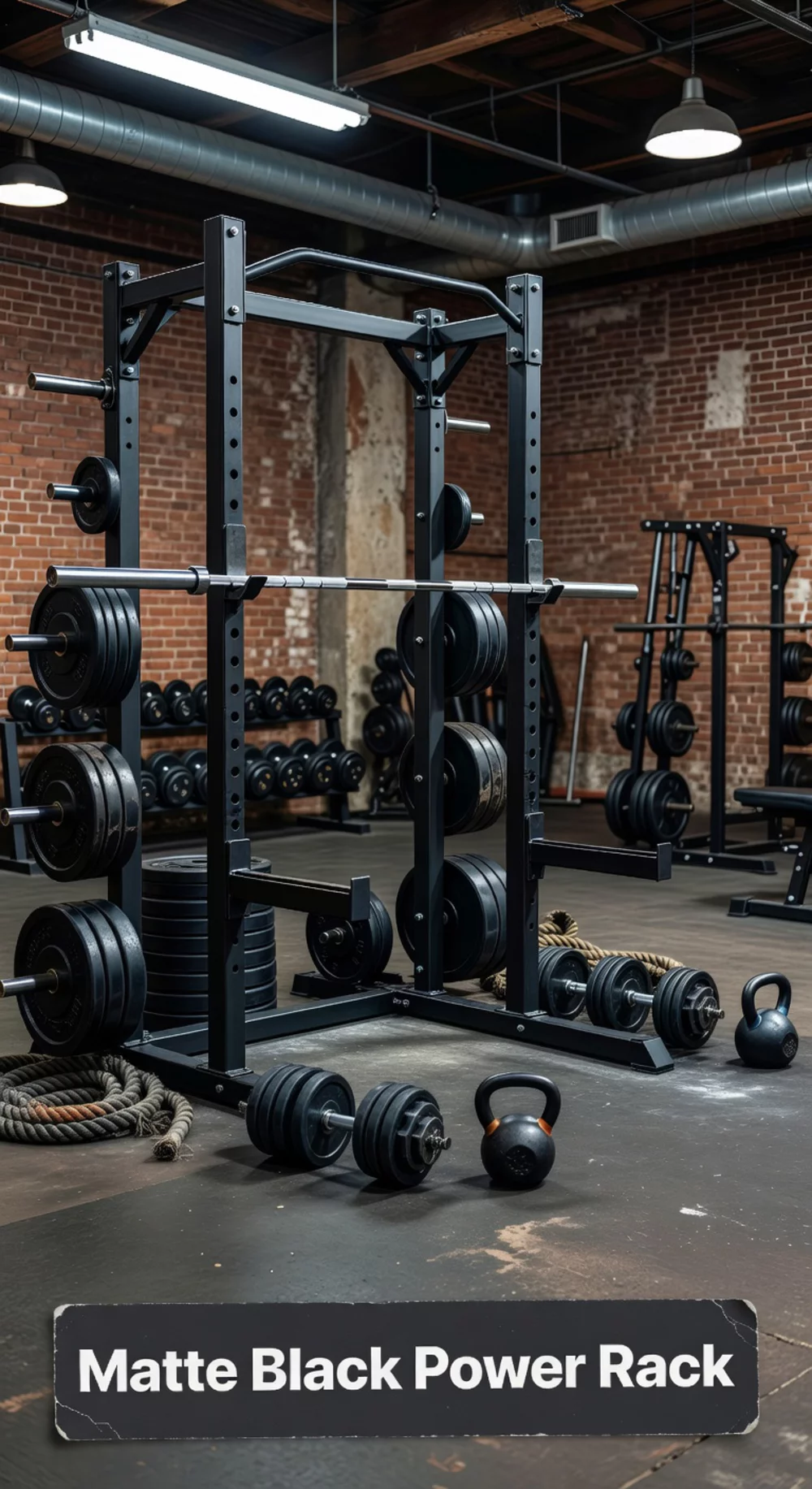 Home Gym Matte Black Steel Power Rack That Suits an Industrial Aesthetic Perfectly