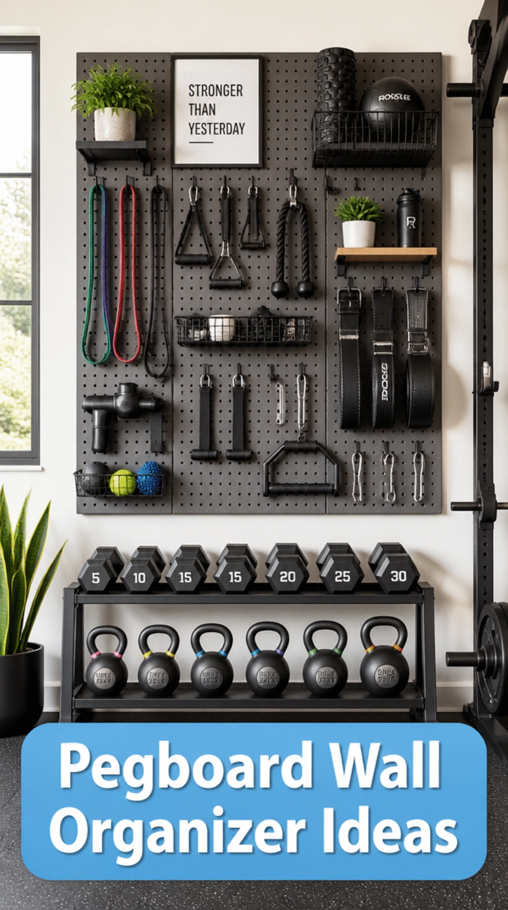 The Pegboard Wall Trick That Organizes a Minimal Home Gym Instantly