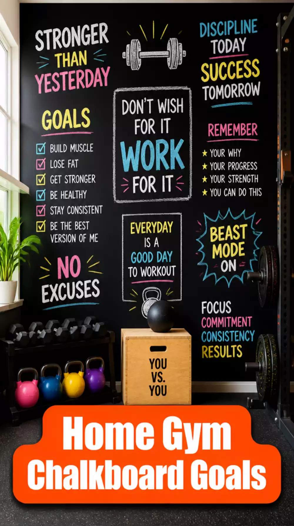 Home Gym Chalkboard Wall Paint That Lets You Write Goals Directly on the Surface
