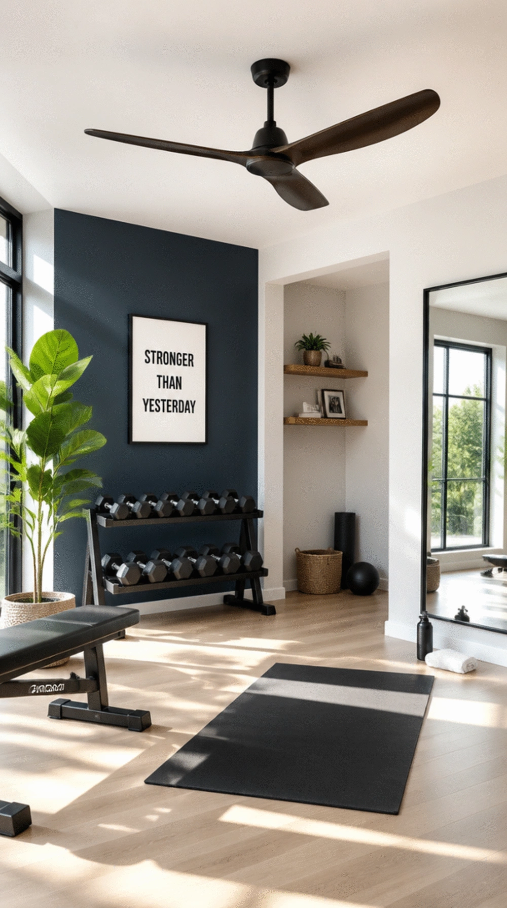 Home Gym Ceiling Fan That Keeps Air Moving Without Taking Up Floor Space