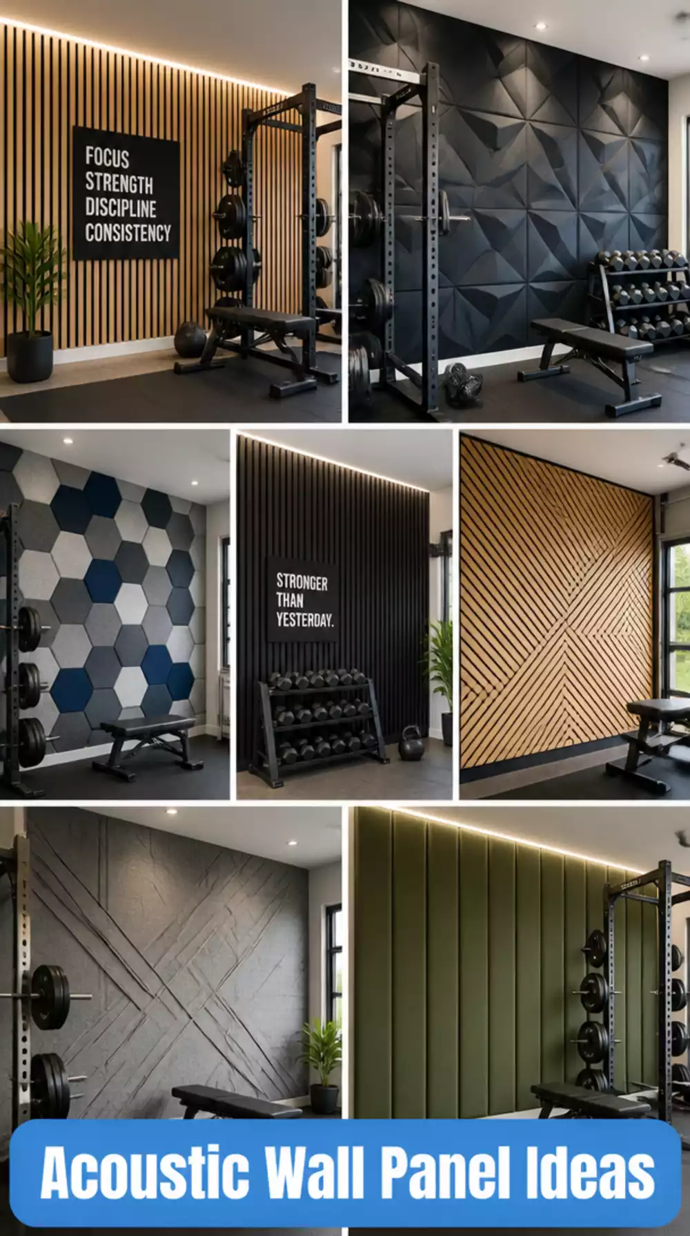 Acoustic Wall Panel That Reduces Echo in a Bare Concrete Garage Gym