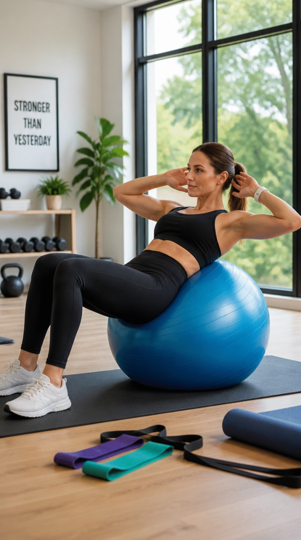 Home Gym Exercise Ball That Adds Core Work to a Minimal Equipment Setup