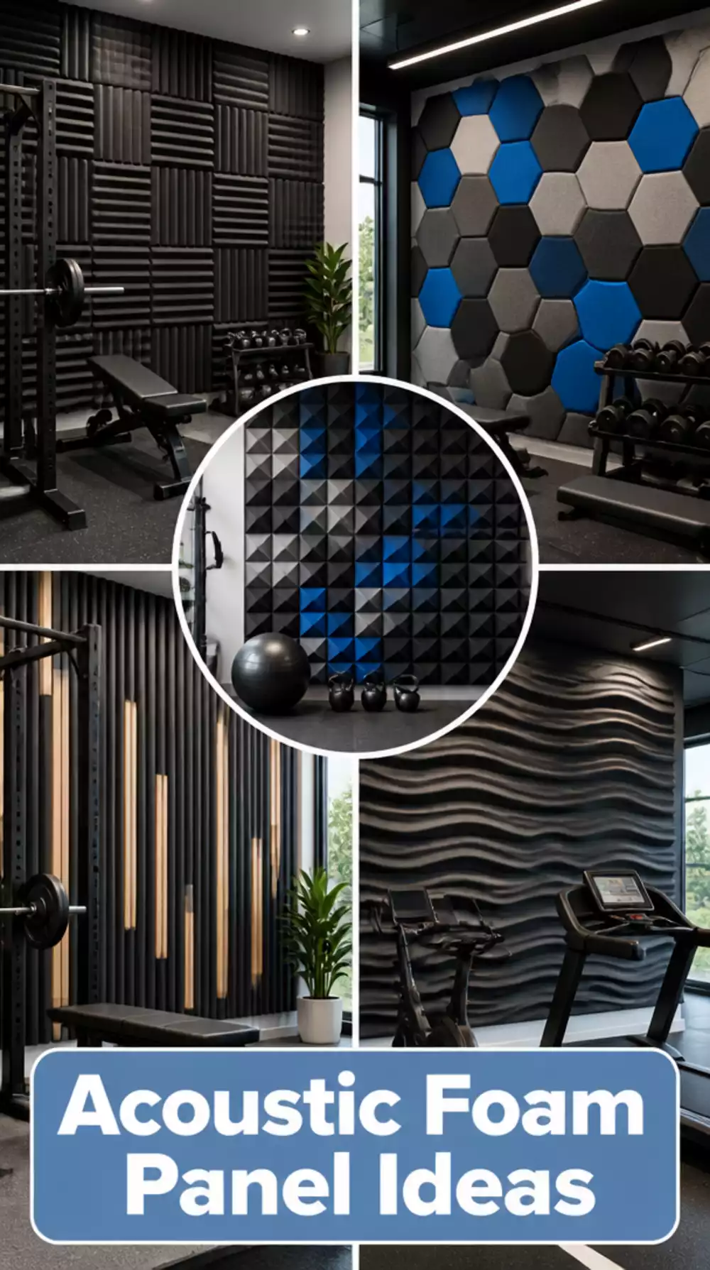 Home Gym Acoustic Foam Panel That Reduces Echo on Bare Concrete Walls