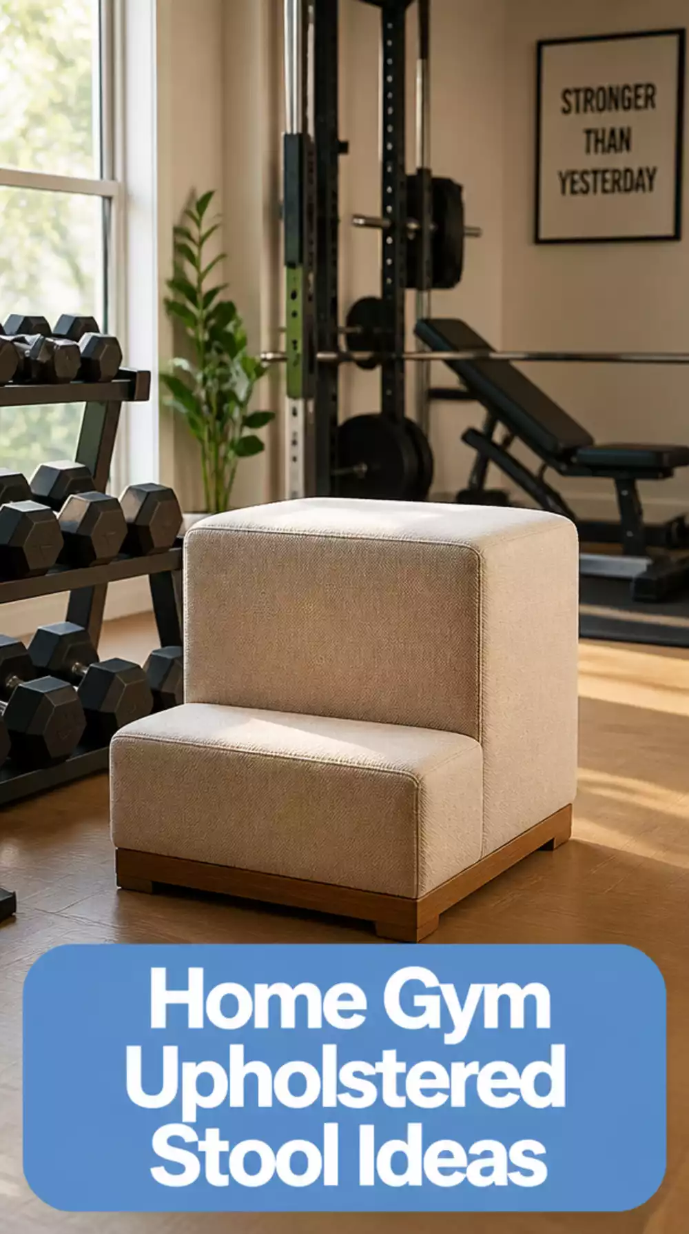 Home Gym Upholstered Stool That Doubles as Seating and a Step Platform