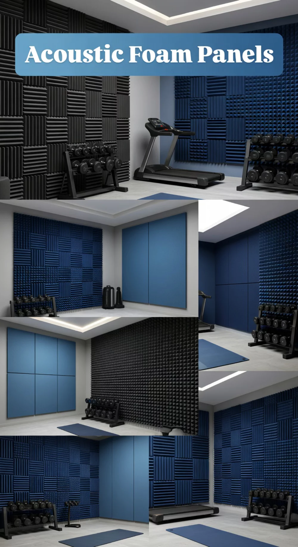 Home Gym Acoustic Foam Panel That Absorbs Impact Sound on Bare Walls