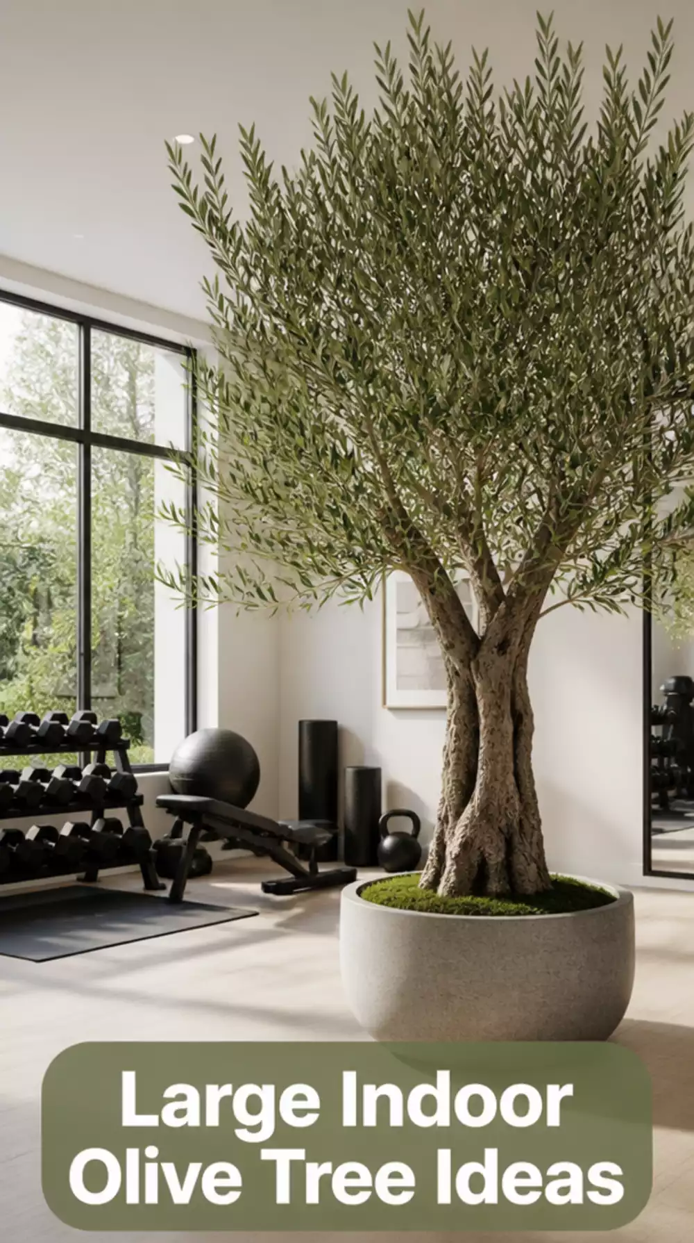 Home Gym Large Indoor Olive Tree That Adds a Natural Organic Element