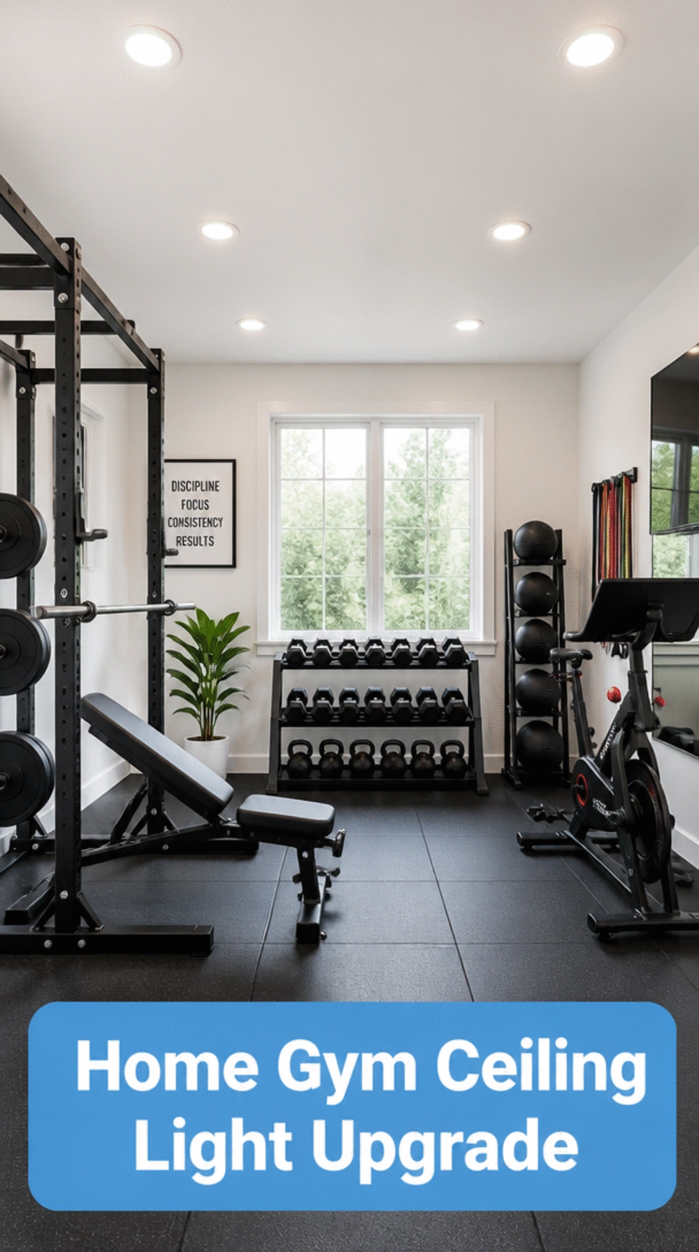 Home Gym Room Ceiling Light Upgrade That Replaces a Single Bulb with Full Coverage